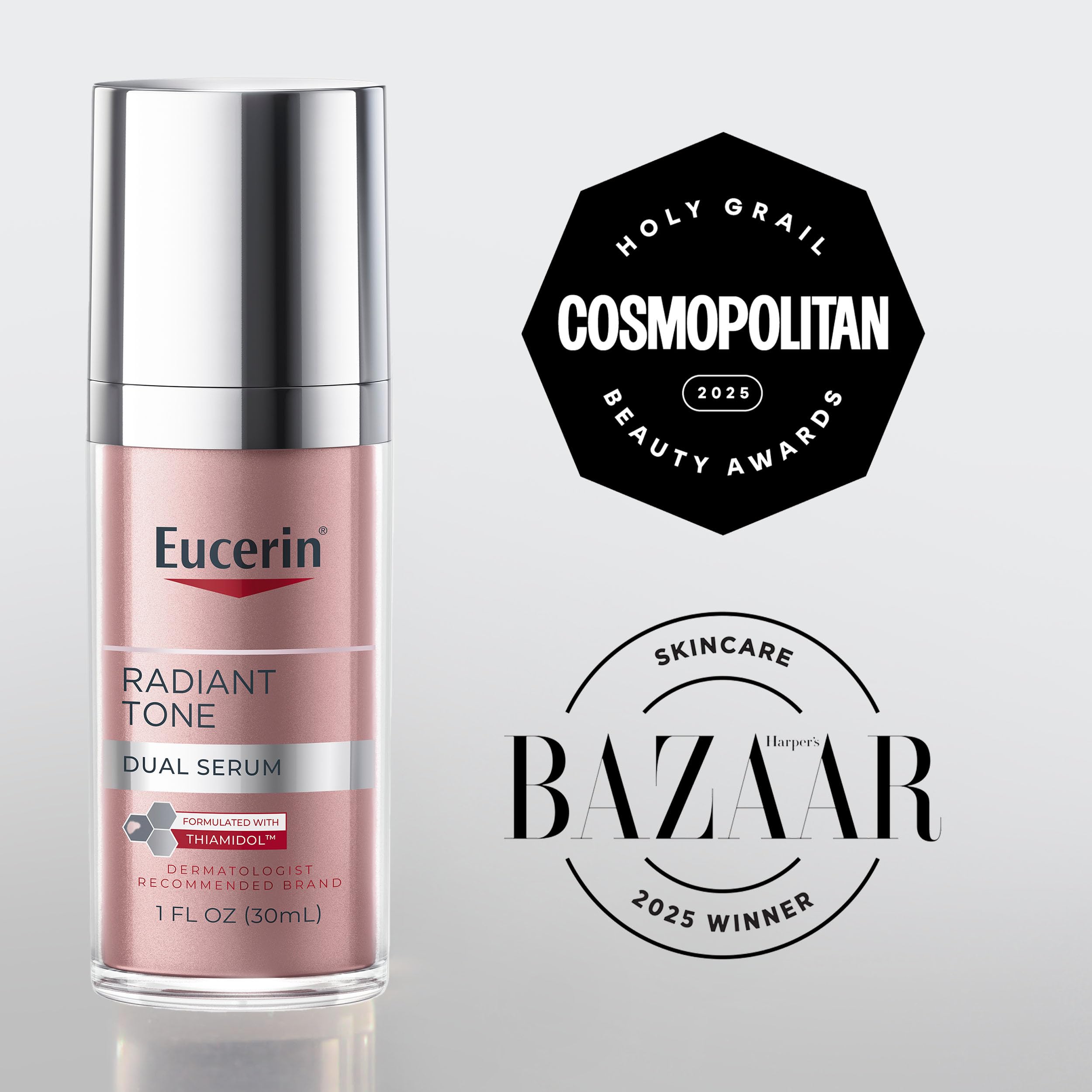 Eucerin Radiant Tone Dual Serum texture close-up highlights Hyaluronic Acid hydration