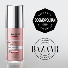 Eucerin Radiant Tone Dual Serum texture close-up highlights Hyaluronic Acid hydration