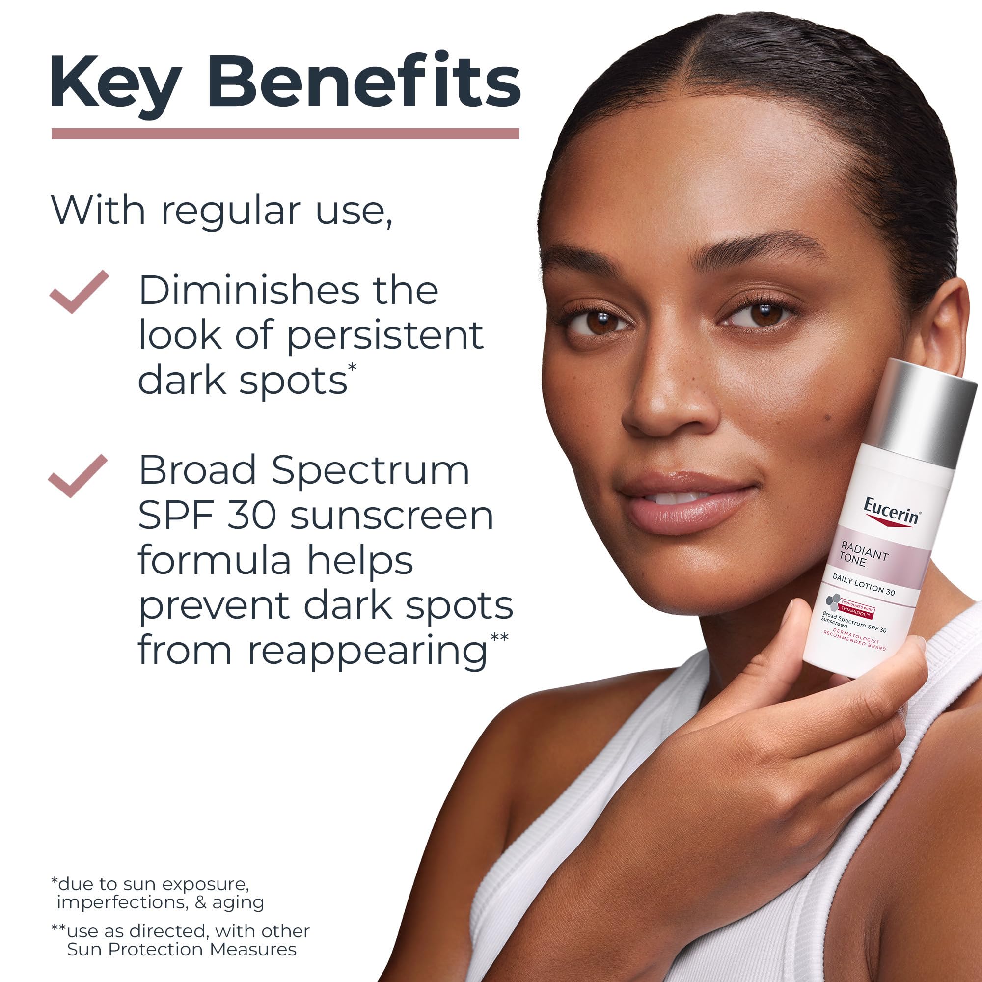 Radiant Tone SPF30 application on the face showing lightweight cream texture.