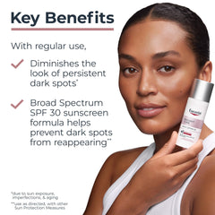 Radiant Tone SPF30 application on the face showing lightweight cream texture.