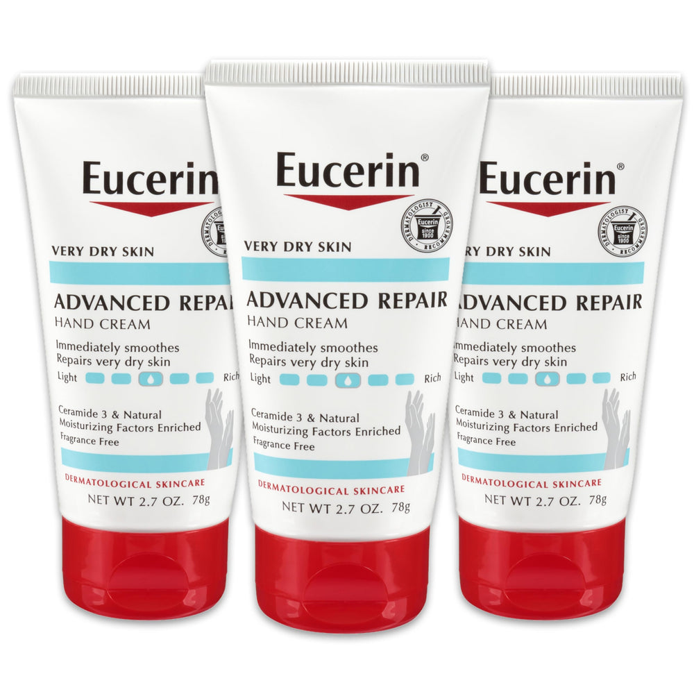 La crema de manos Eucerin Reparación Avanzada para uso diario, textura suave.