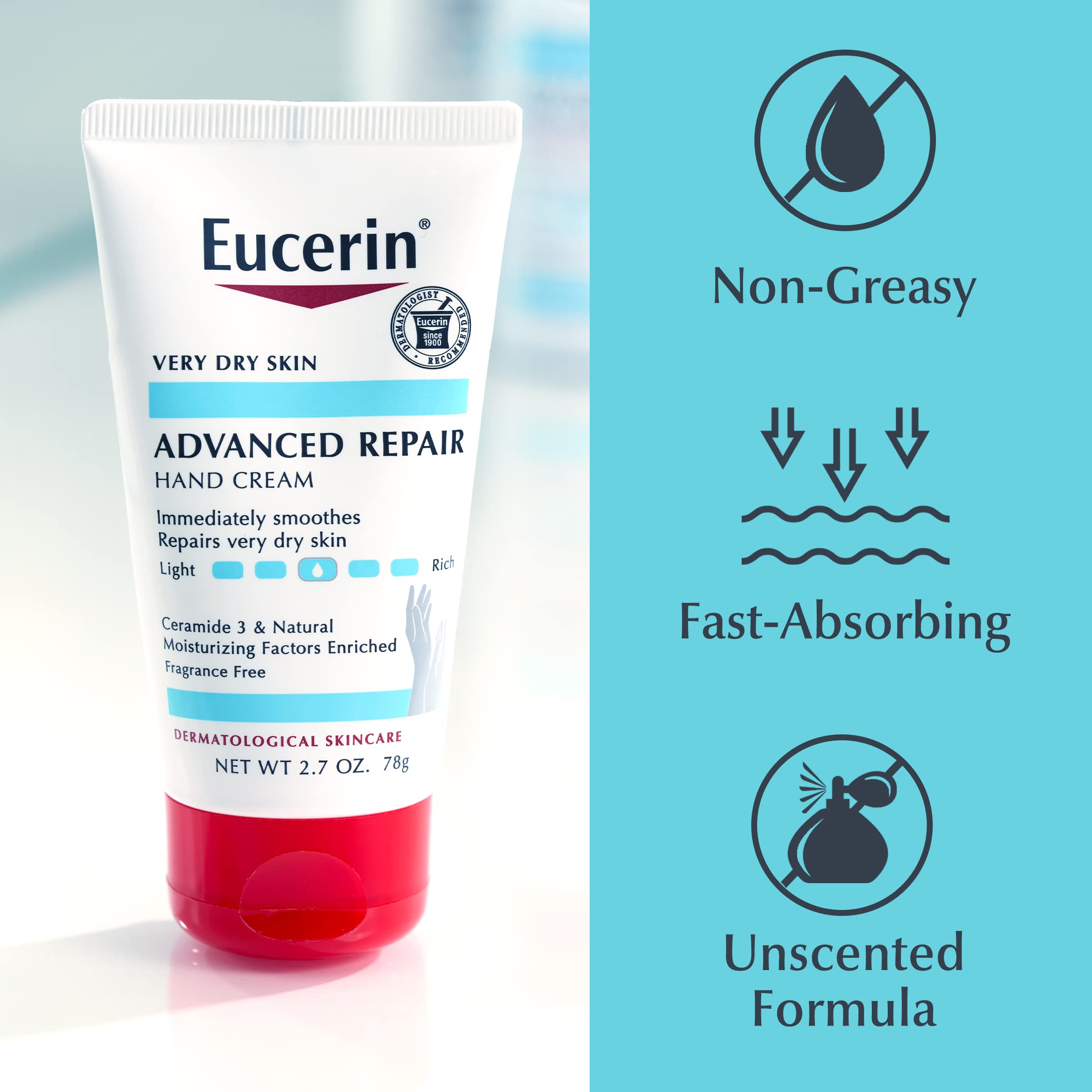 Paquete triple de cremas para manos de Eucerin Reparación Avanzada.