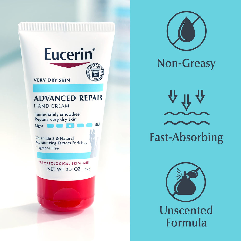 Paquete triple de cremas para manos de Eucerin Reparación Avanzada.