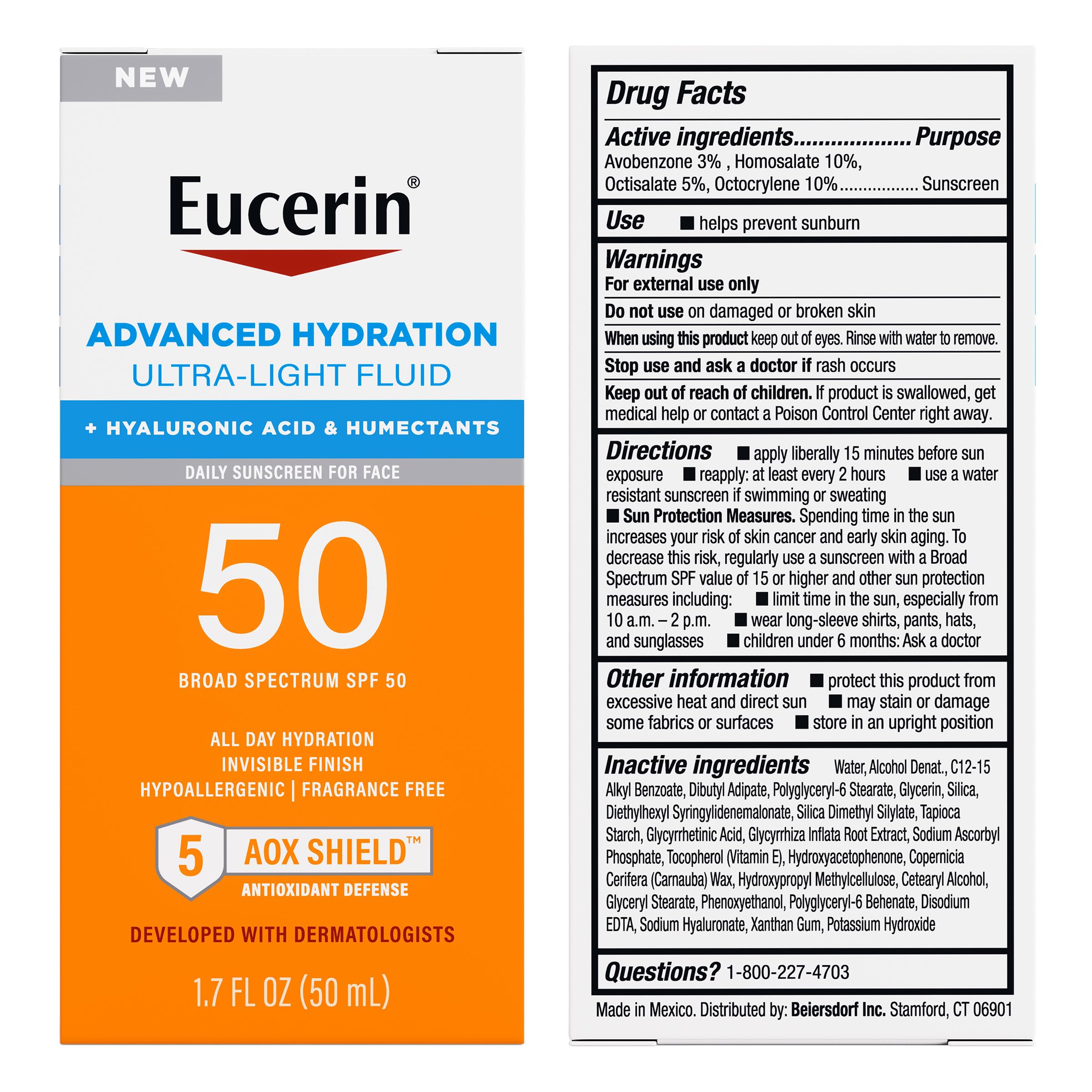 Eucerin Sun Advanced Hydration SPF 50 1.7 oz bottle