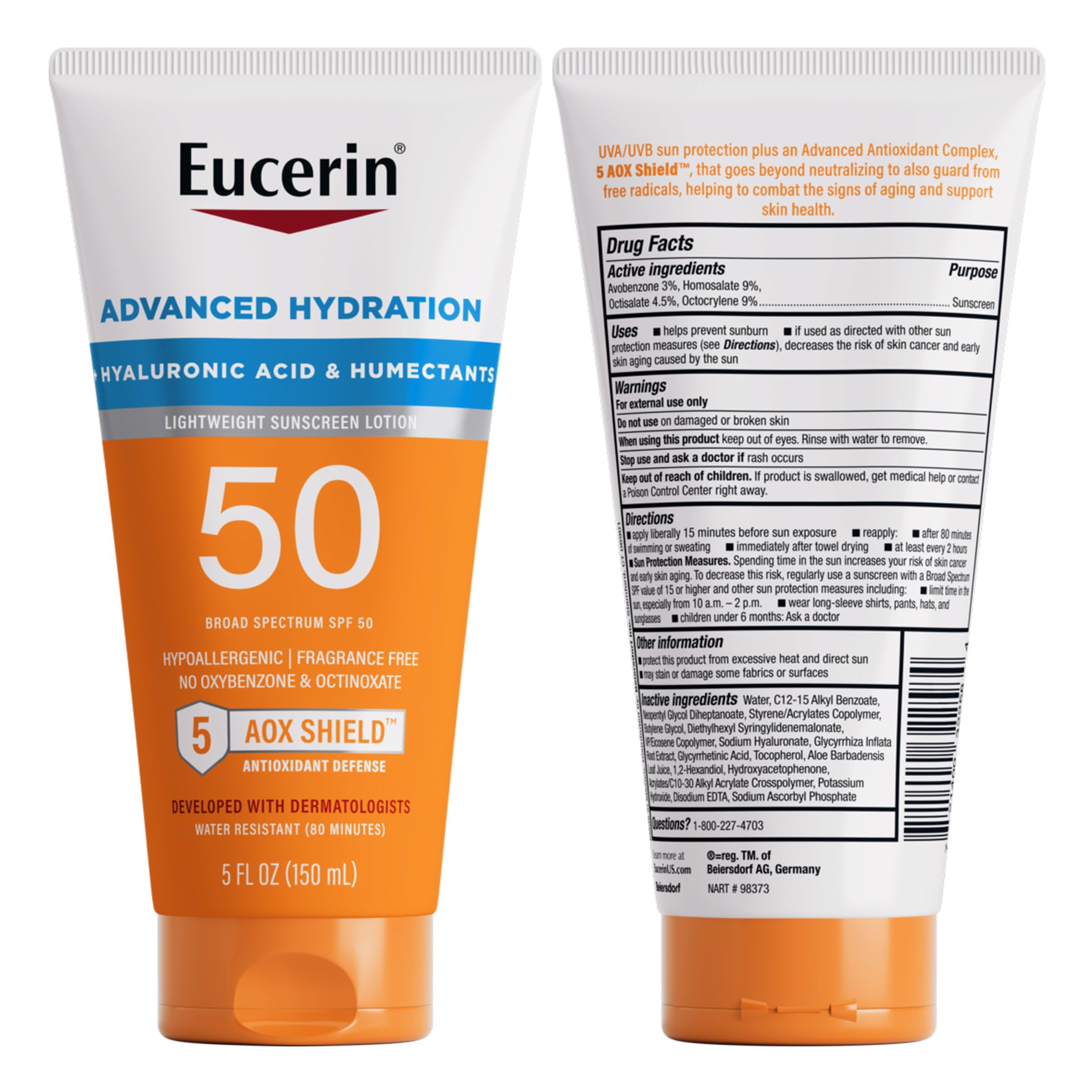 Eucerin Sun Advanced Hydration SPF 50: resistente al agua hasta 80 minutos