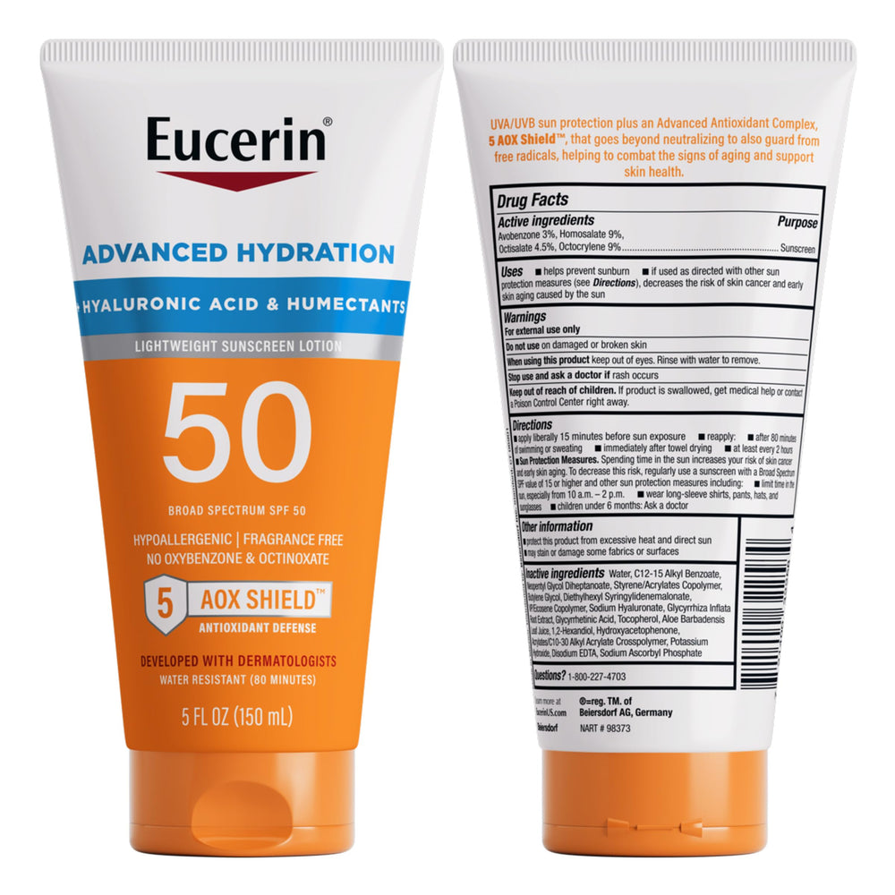 Eucerin Sun Advanced Hydration SPF 50: resistente al agua hasta 80 minutos