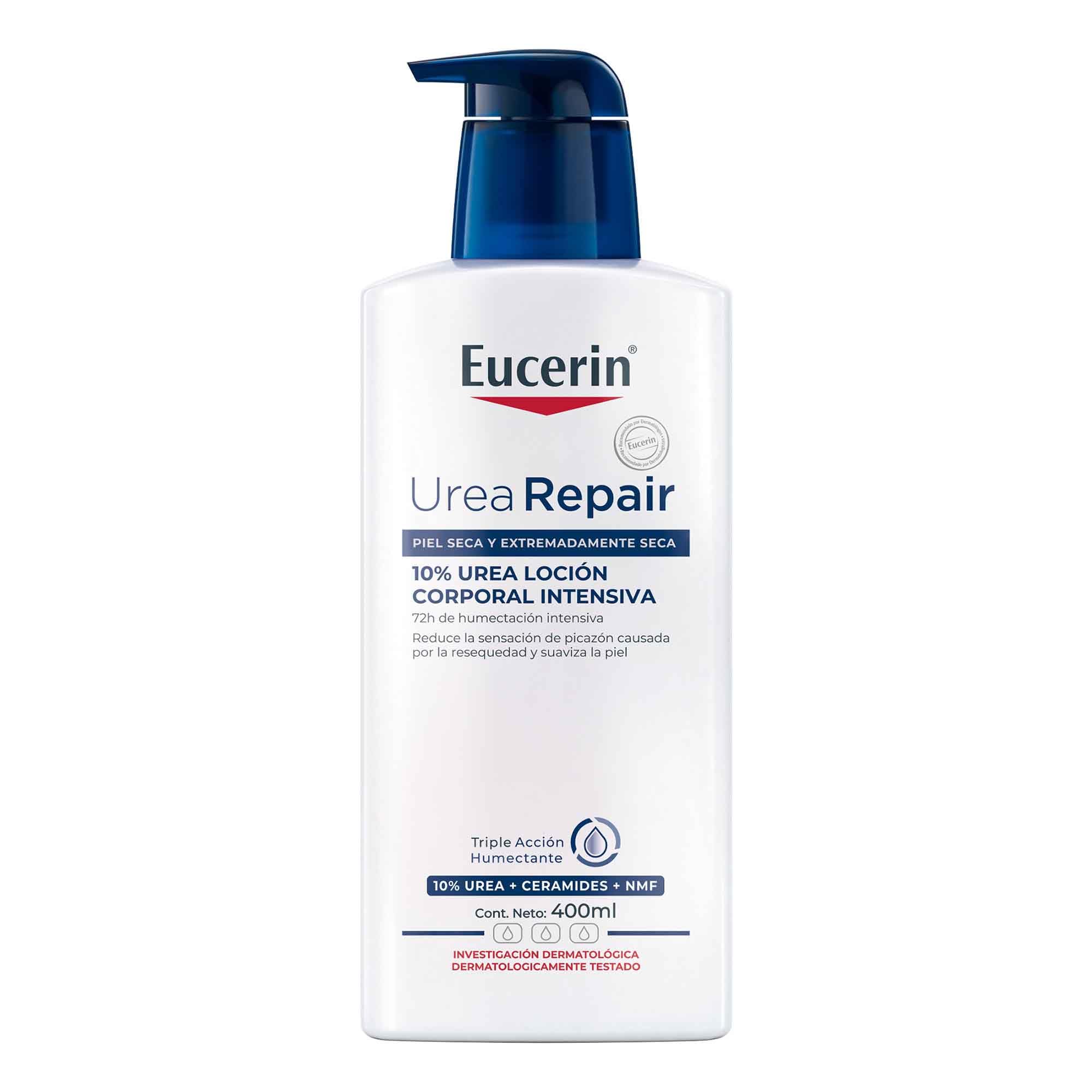 Eucerin Urea Repair Plus Intensive Lotion bottle showing rich hydration for dry skin