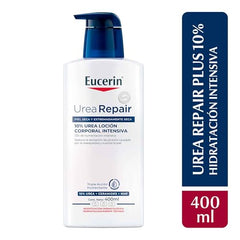 Close-up of Eucerin Urea Repair Plus Intensive Lotion label and formula