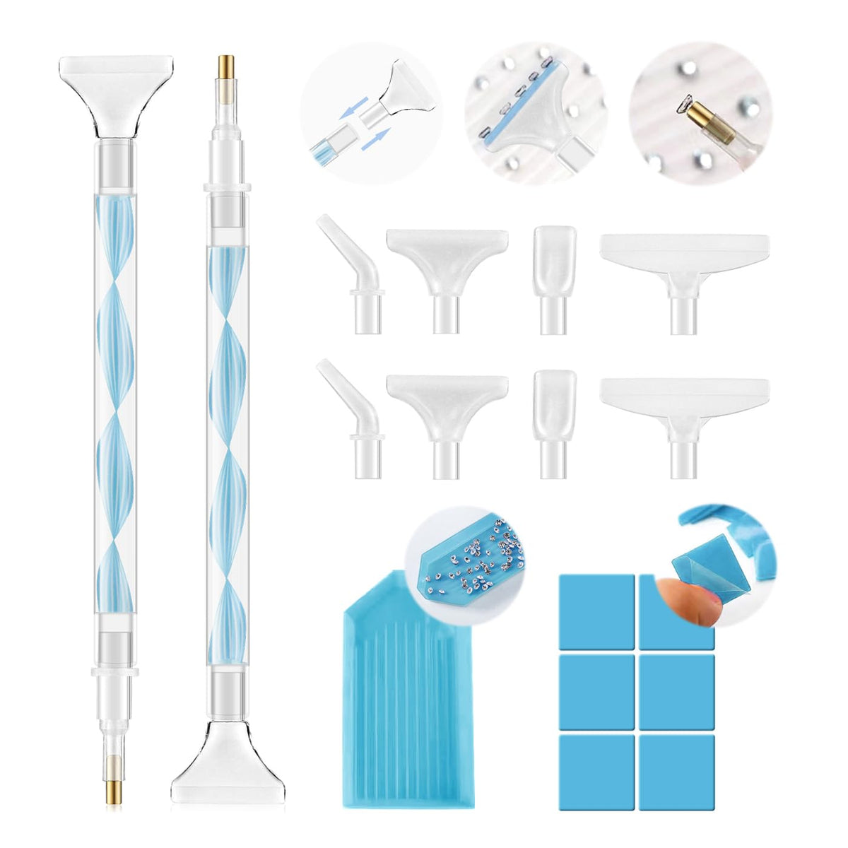 Eudaicful rhinestone picker handle in blue for precise gem placement.