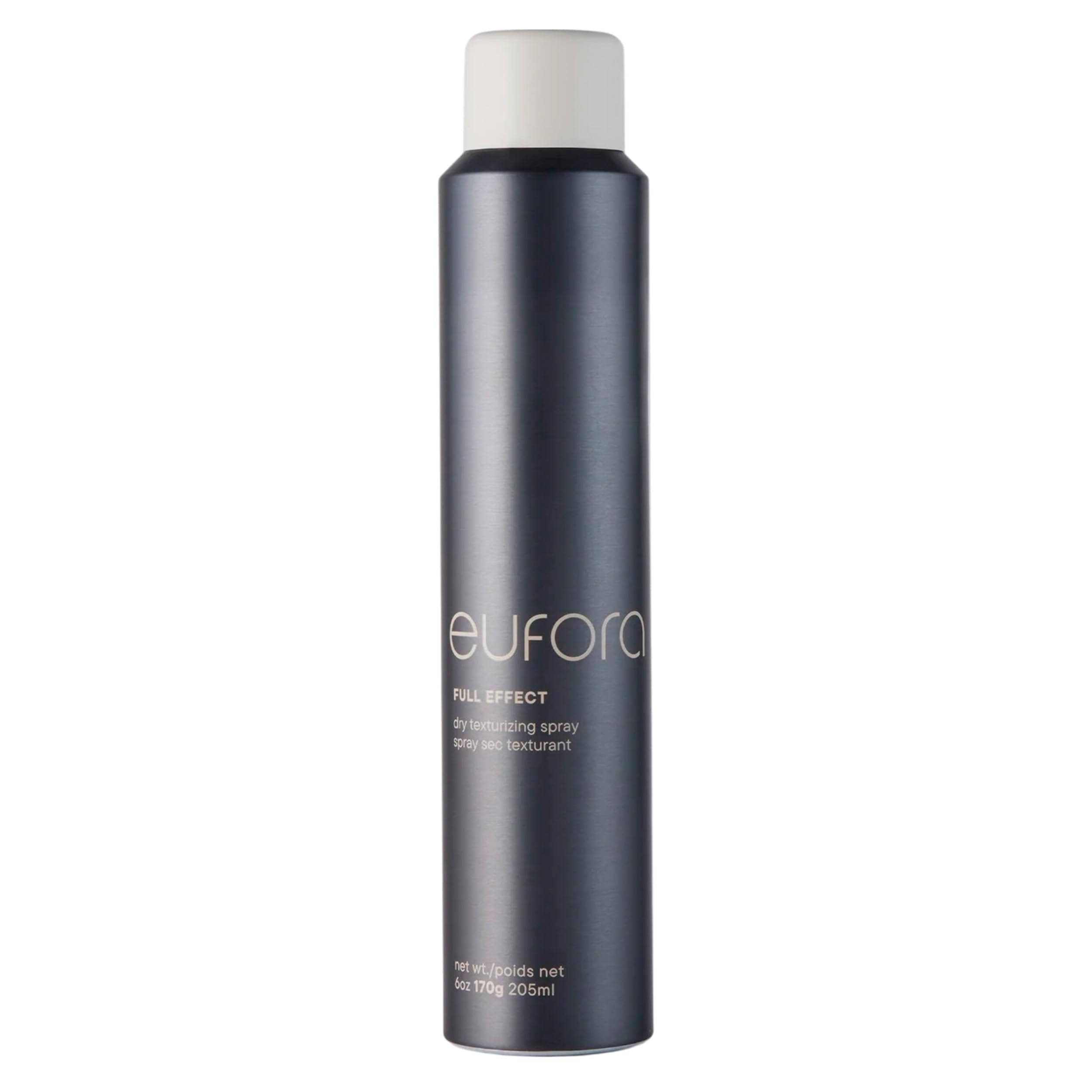 Eufora Full Effect texturizing spray bottle delivering lightweight texture and color protection.