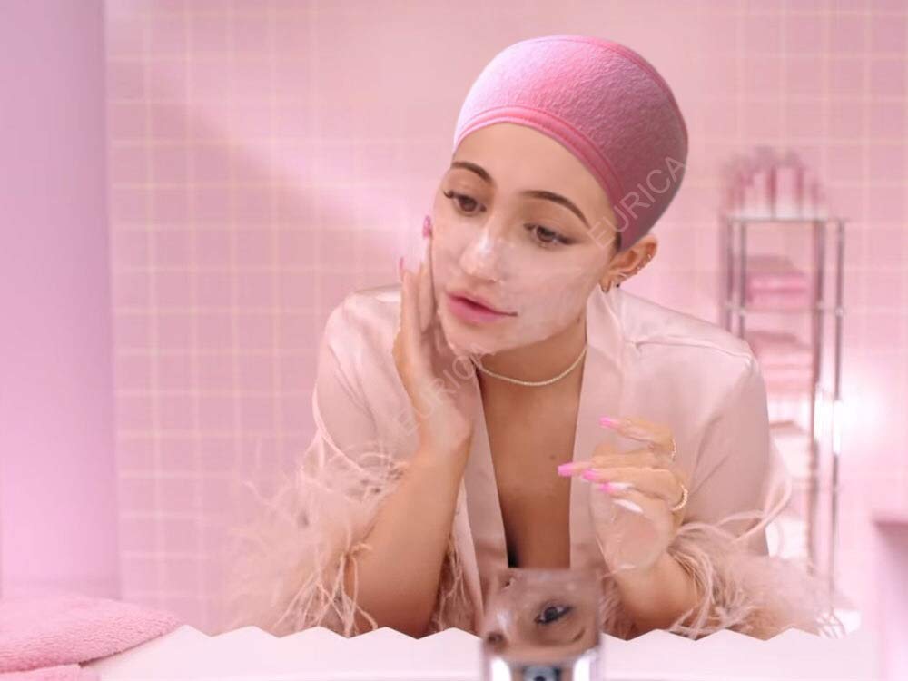 EUICAE banda de cabeza terry suave rosa, ideal para cuidado facial.