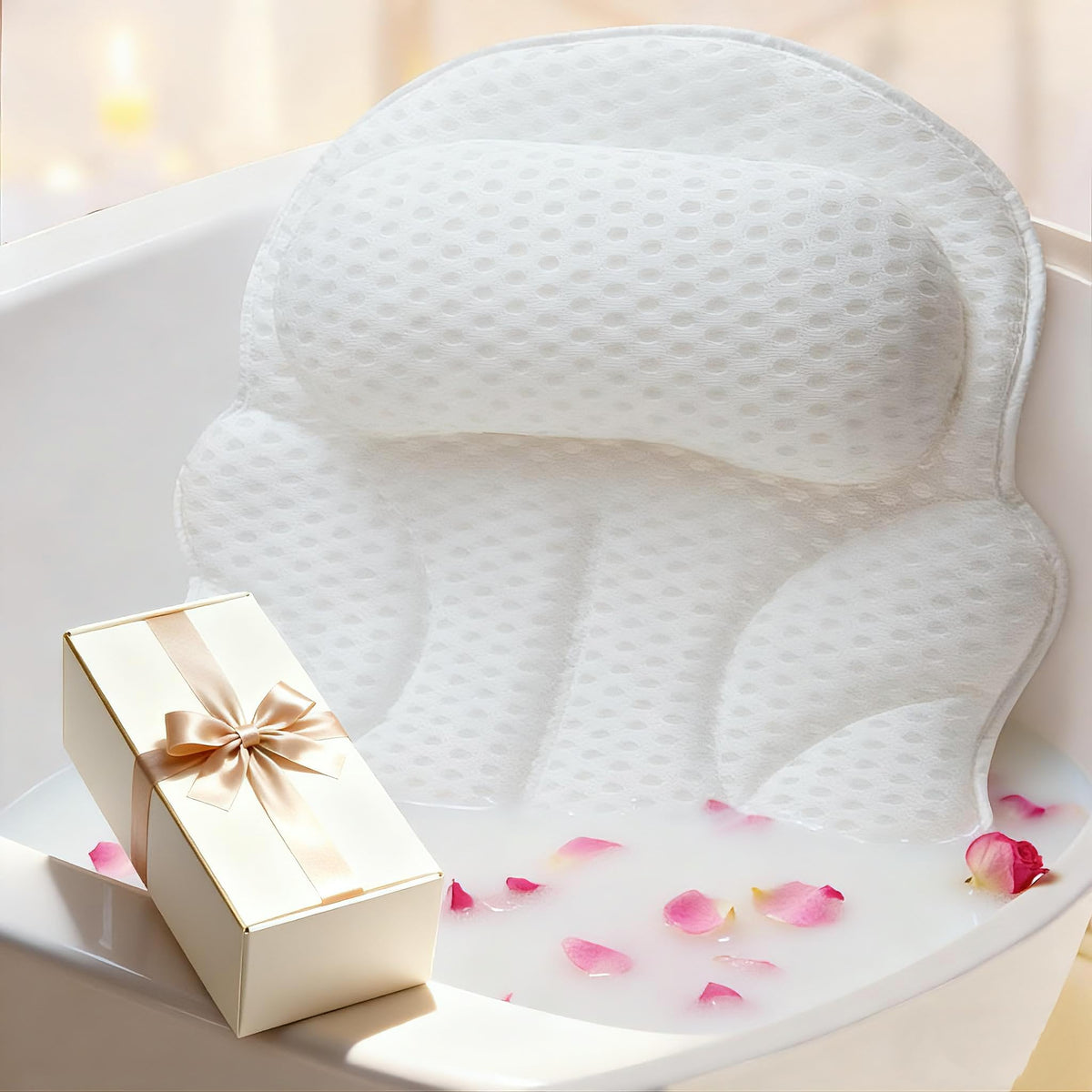 EULAXLAB Bath Pillow showing head support for comfortable soaking