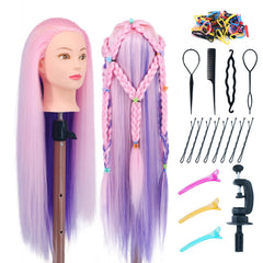Eumos mannequin head with pink purple hair ideal for braiding and curling practice