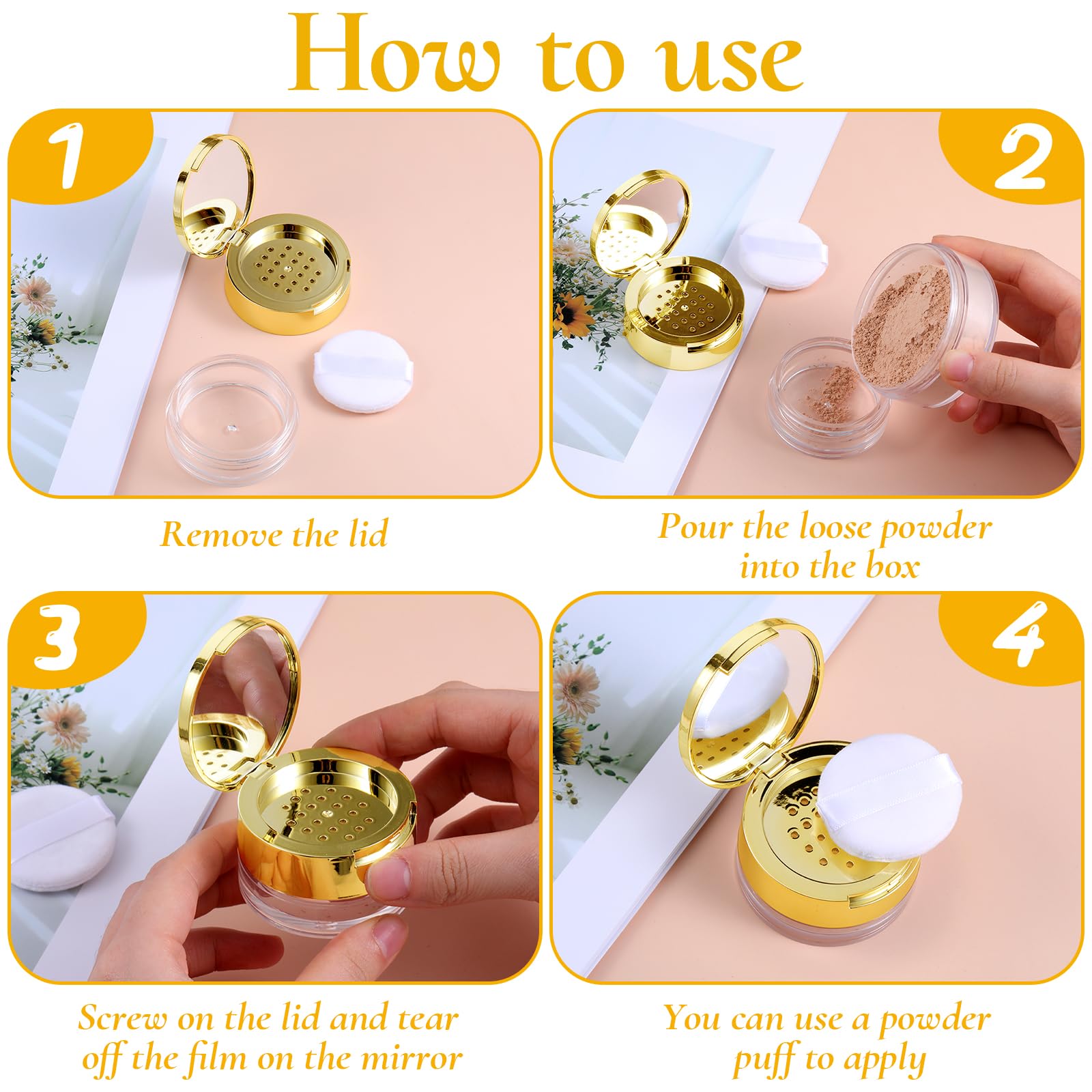 EupHHonycs gold refillable powder case for blush, foundation, or powder