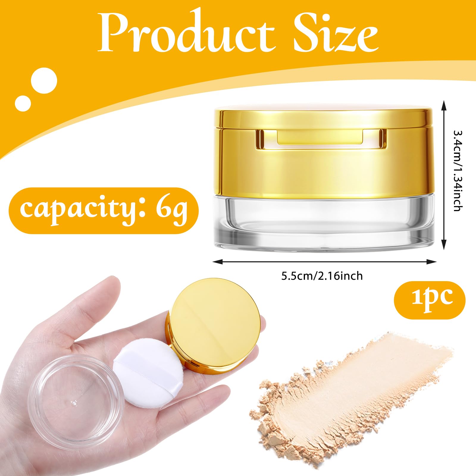 EupHHonycs loose powder container with lid for secure spill-proof storage