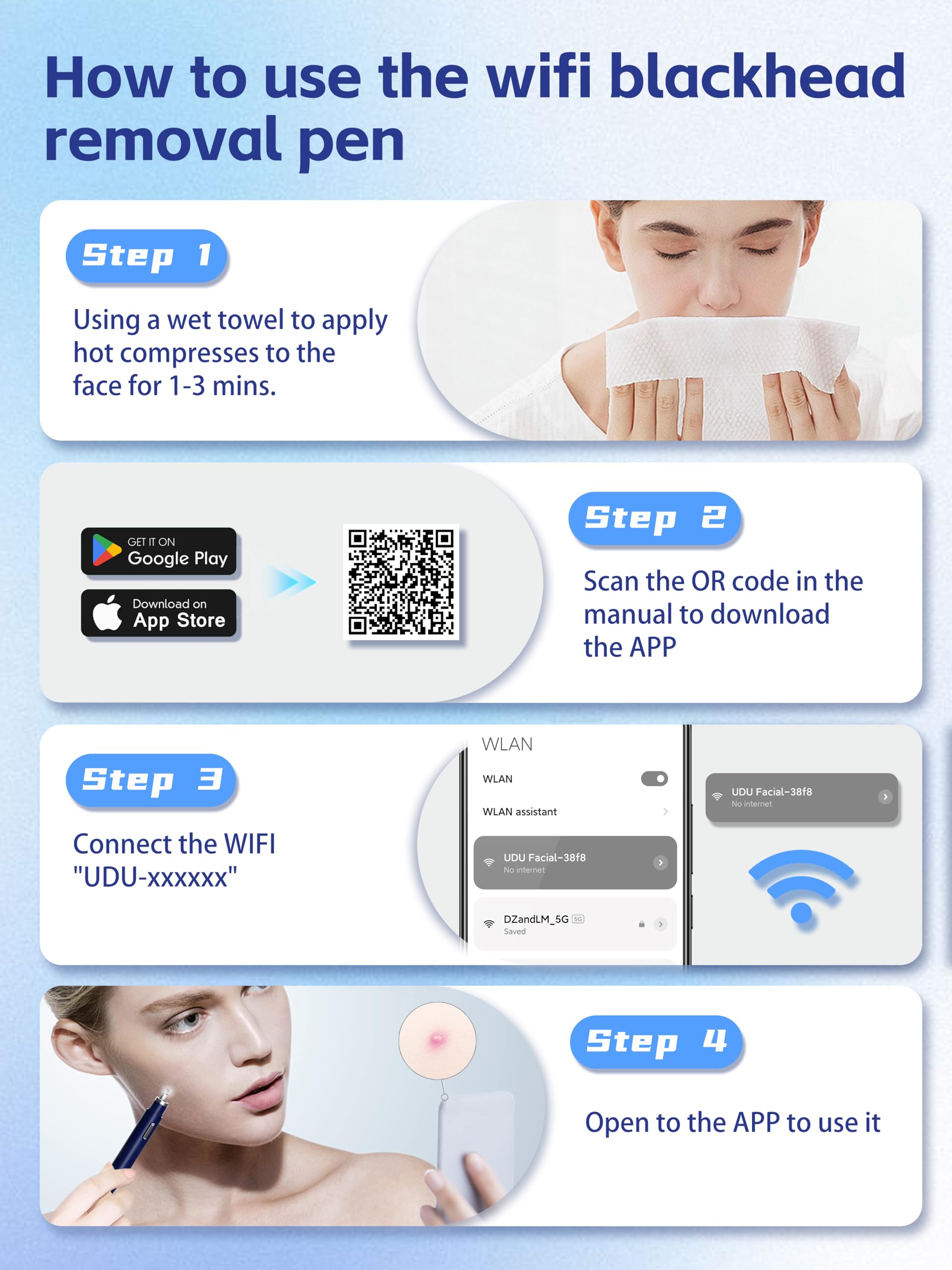 Blue EURART kit works with iPhone and Android.