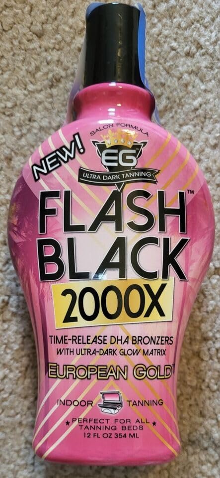 European Gold Flash Black 2000X, envase de 12 oz listo para sesiones de salón.