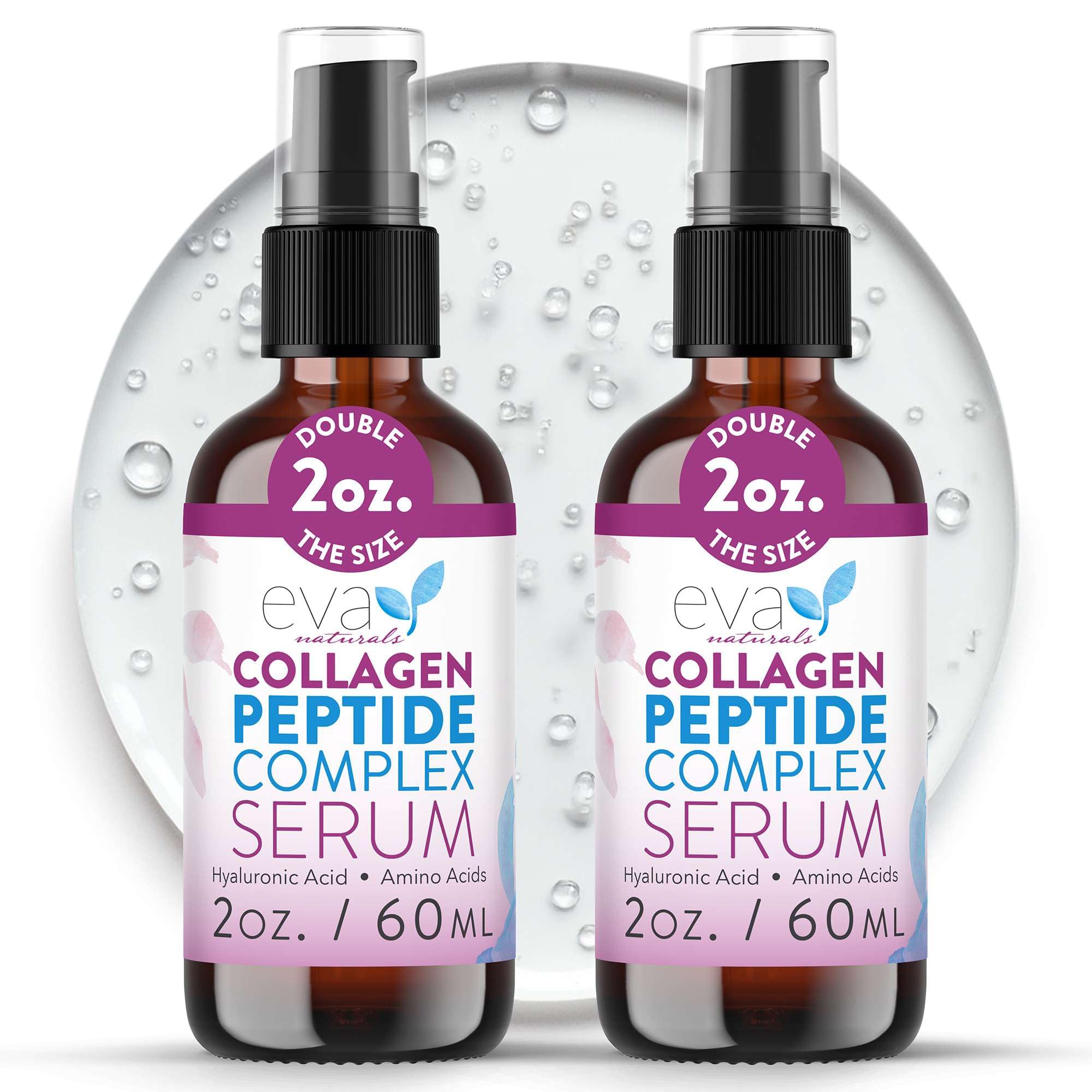 Eva Naturals Multi Peptide Serum bottle suitable for daily hydration and firmer skin