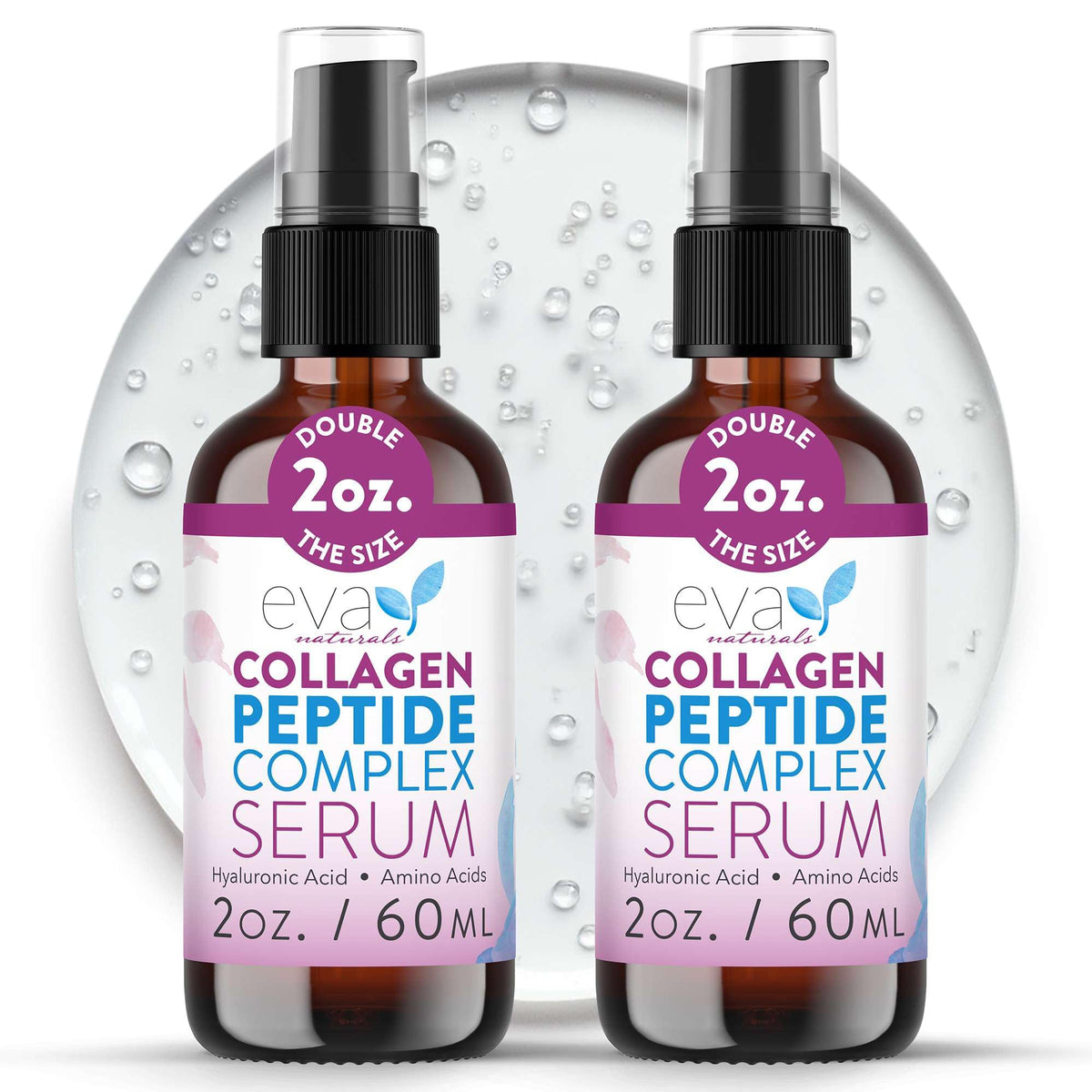 Eva Naturals Multi Peptide Serum bottle suitable for daily hydration and firmer skin