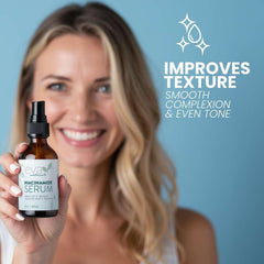 Eva Naturals Niacinamida 5% serum, ingredientes clave: ácido hialurónico y aloe calmante.