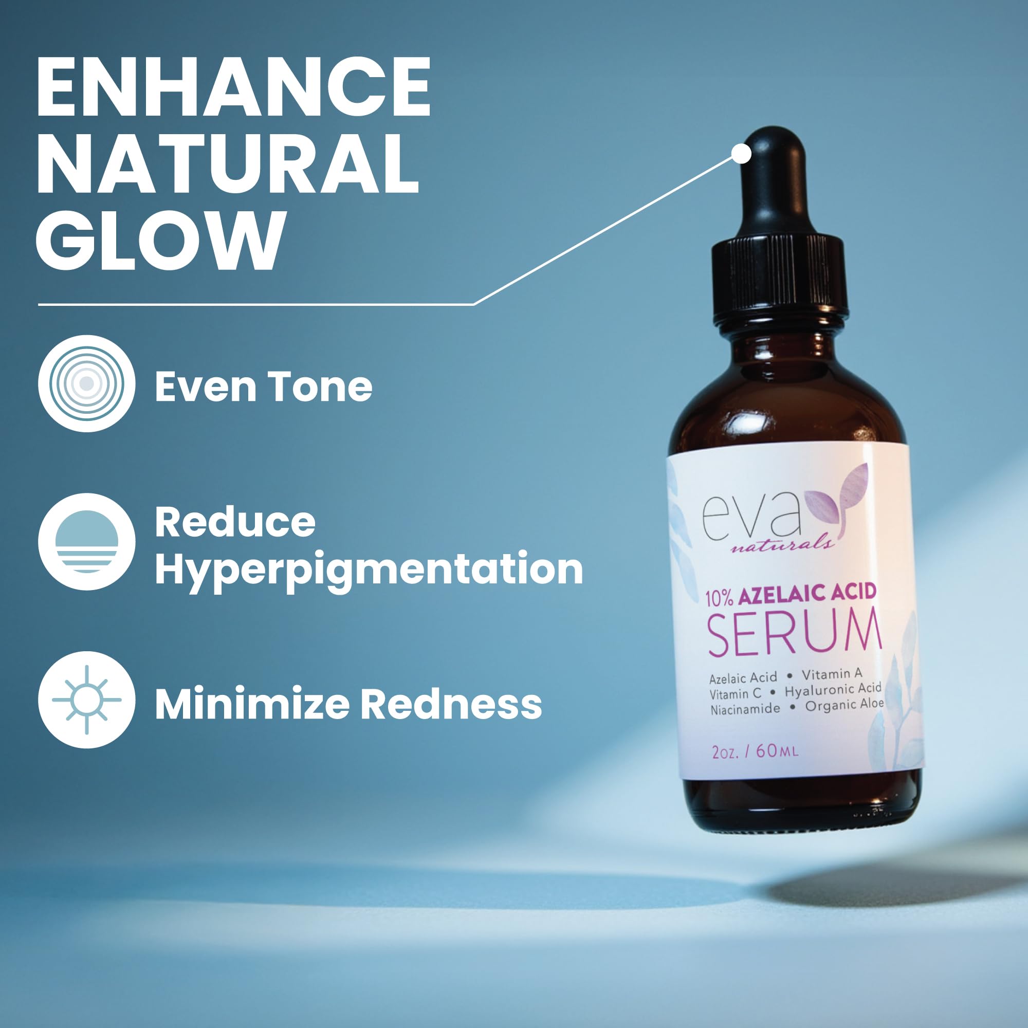 Eva Naturals Niacinamida serum, tono uniforme y cuidado facial.