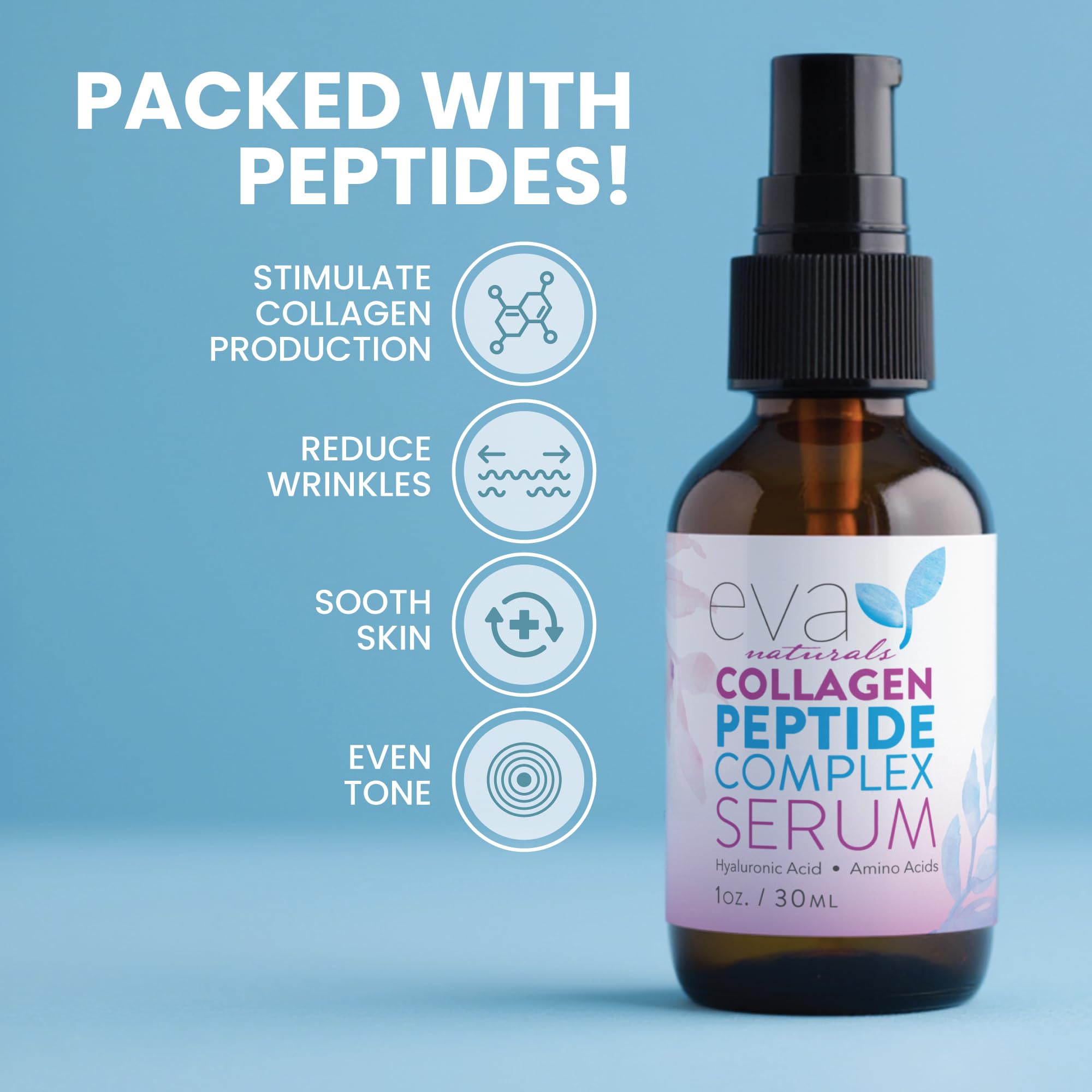 Eva Naturals Suero Multi Péptidos, textura sutil para una aplicación suave.