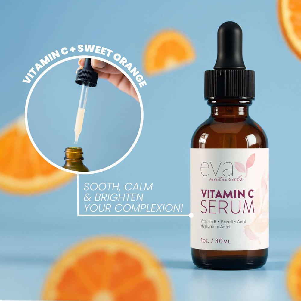 Empaque compacto de Eva Naturals Vitamina C 20% para rutina diaria.