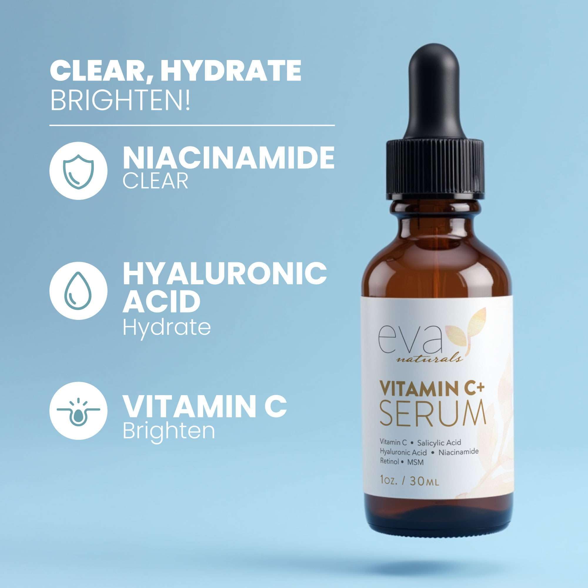 Aplicación diaria del serum Eva Naturals para piel suave y radiante.