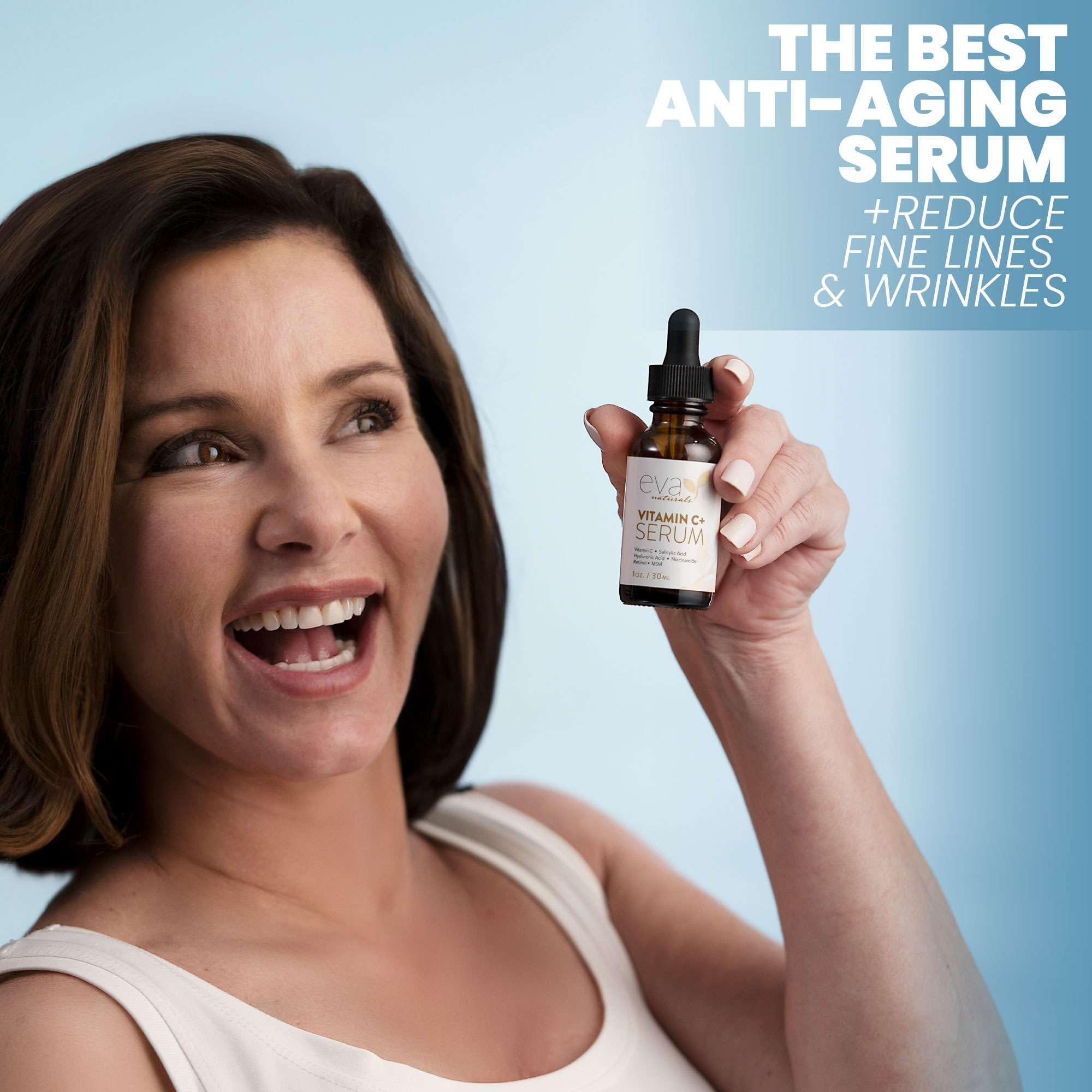 Textura ligera del serum Eva Naturals no grasa para uso diario.