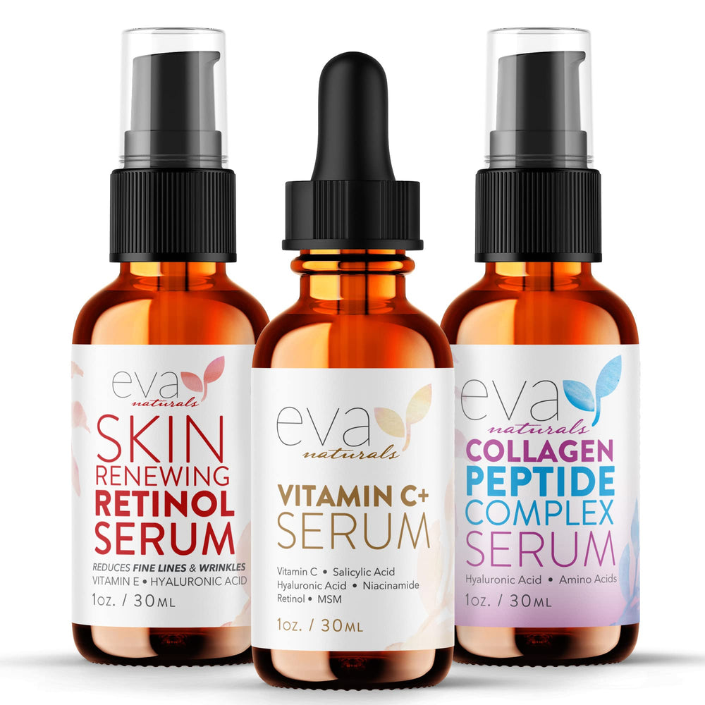 Eva Naturals Trifecta Vitamin C serum bottle brightens and evens skin tone