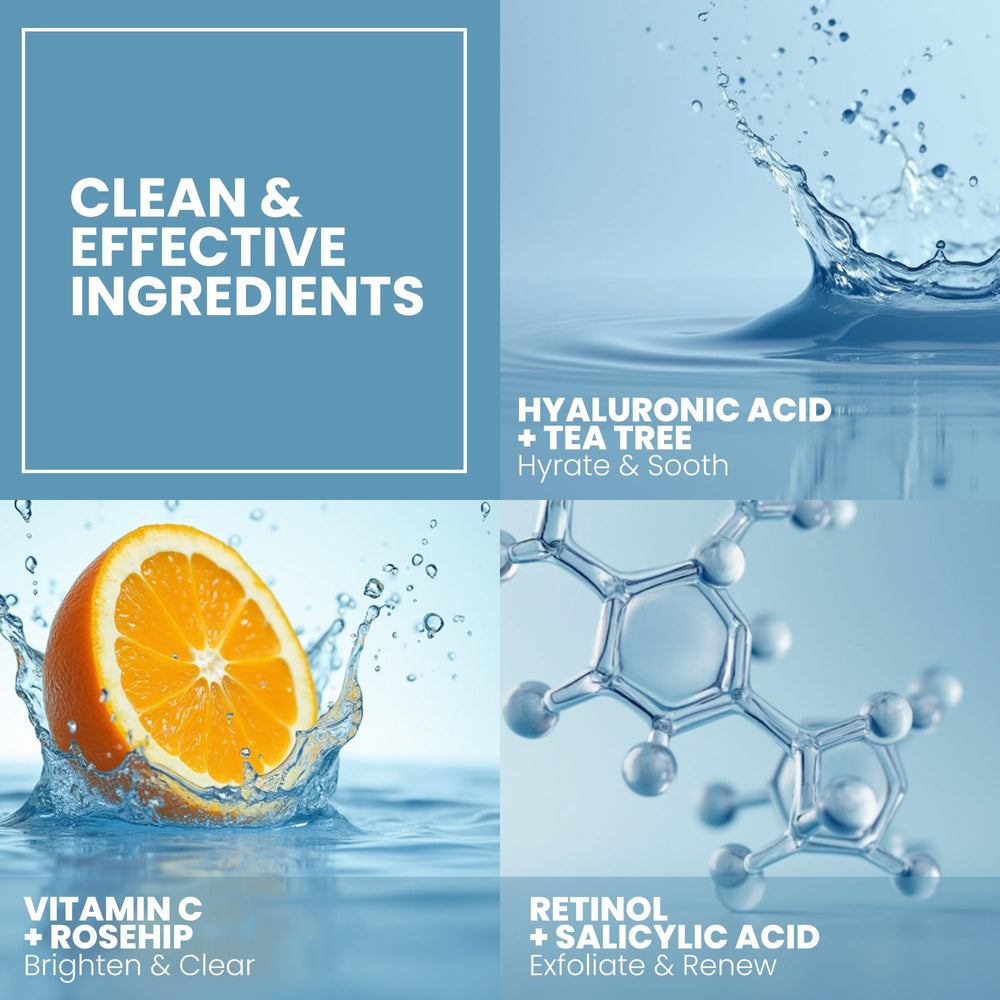 Salicylic acid icon points to clear-looking skin support from Eva Naturals Plus.
