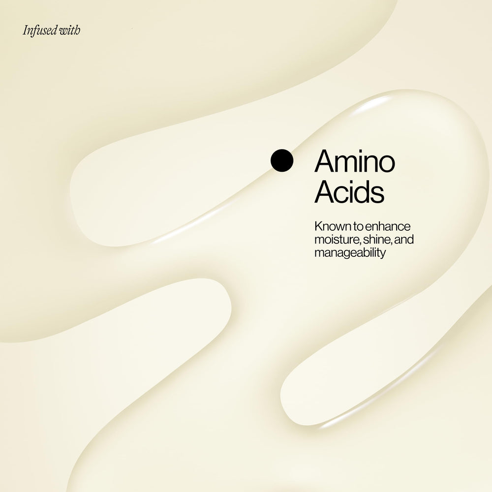 Graphic on Eva NYC bottle highlights amino acids for moisture and shine