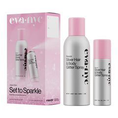 Eva NYC Kweeen brillo plata atomizador en botella para cabello y cuerpo con brillo ligero