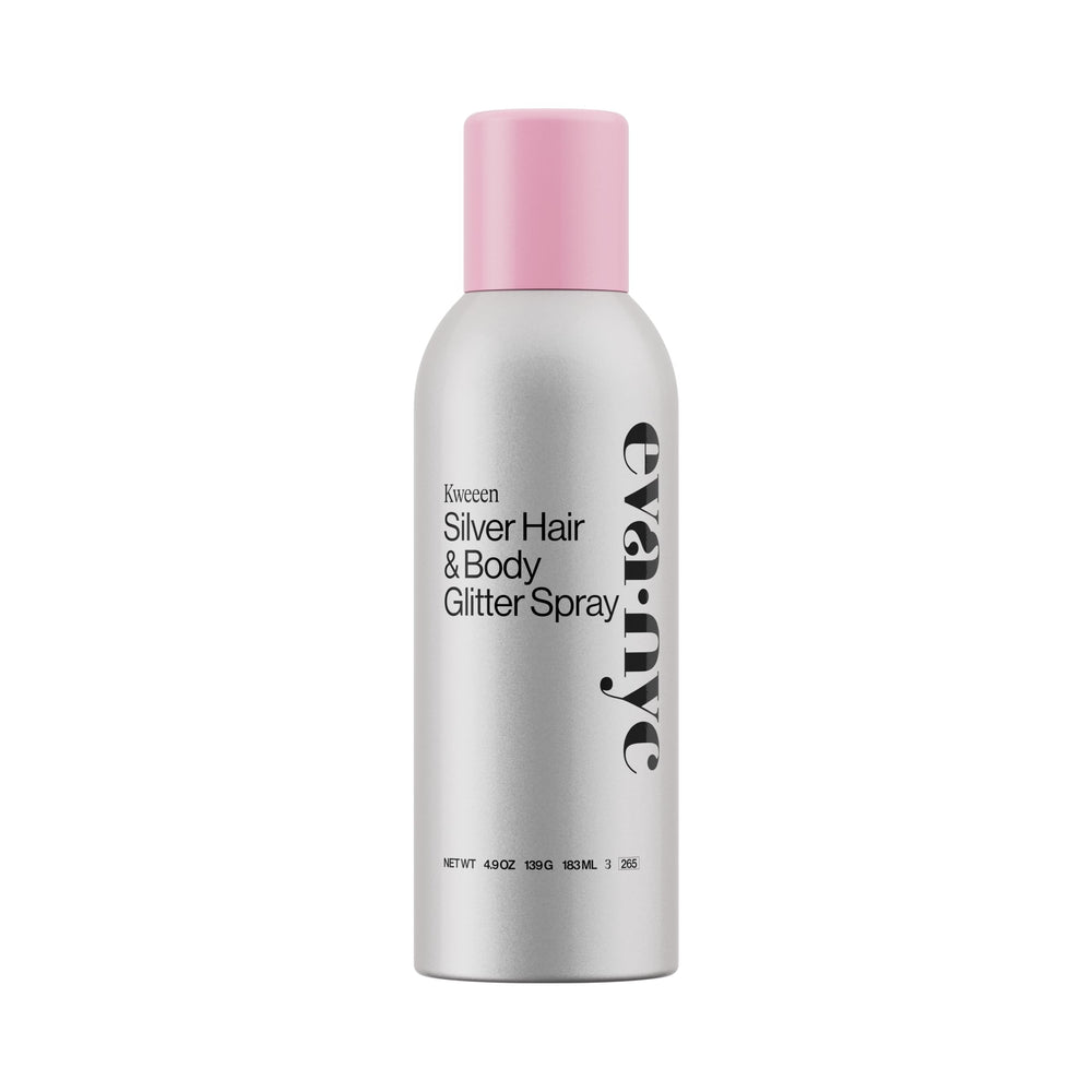 Eva NYC Kweeen, spray brillo para pelo y cuerpo con brillo duradero.