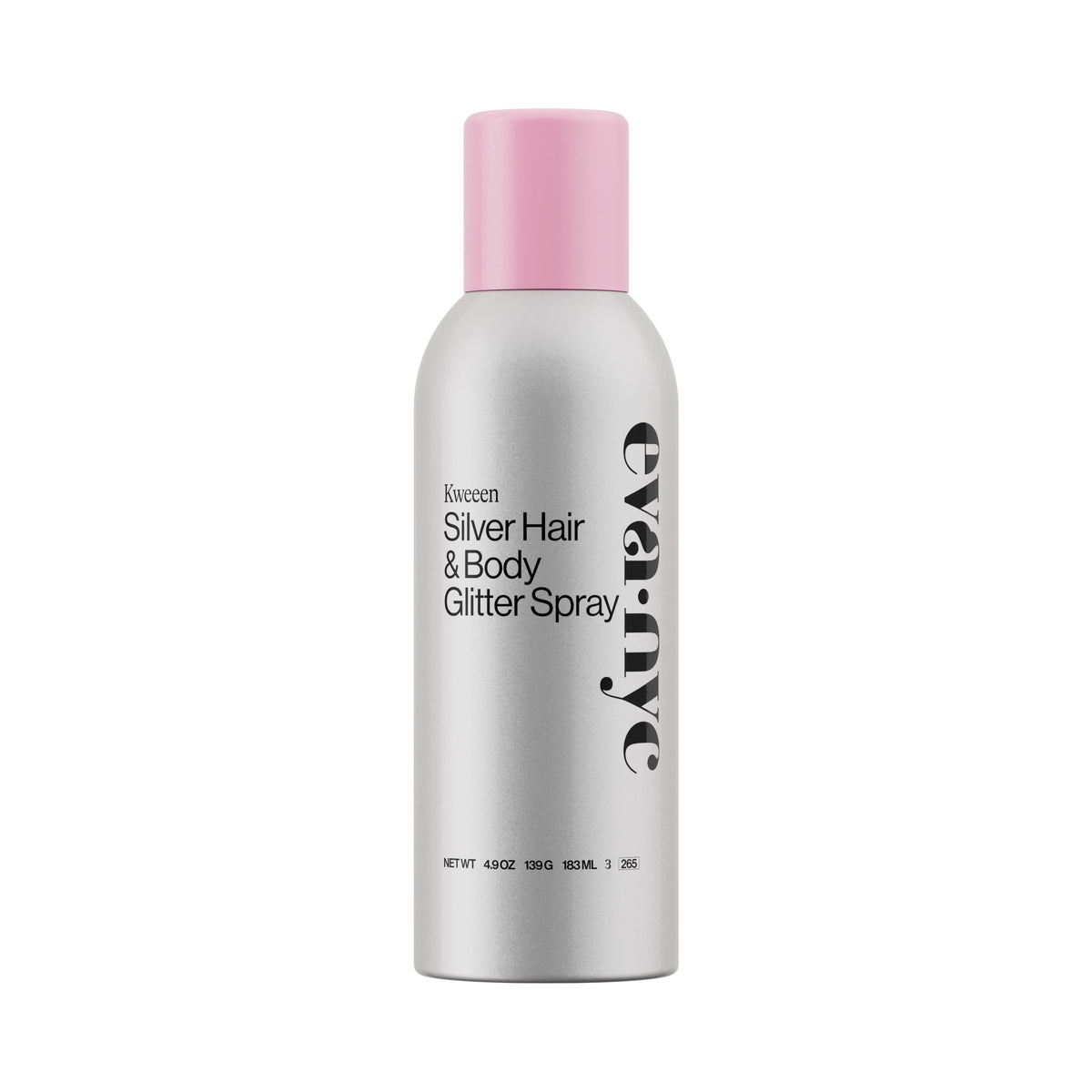 Eva NYC Kweeen, spray brillo para pelo y cuerpo con brillo duradero.
