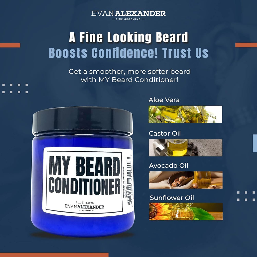 Beard looks shinier and healthier with Evan Alexander conditioner.