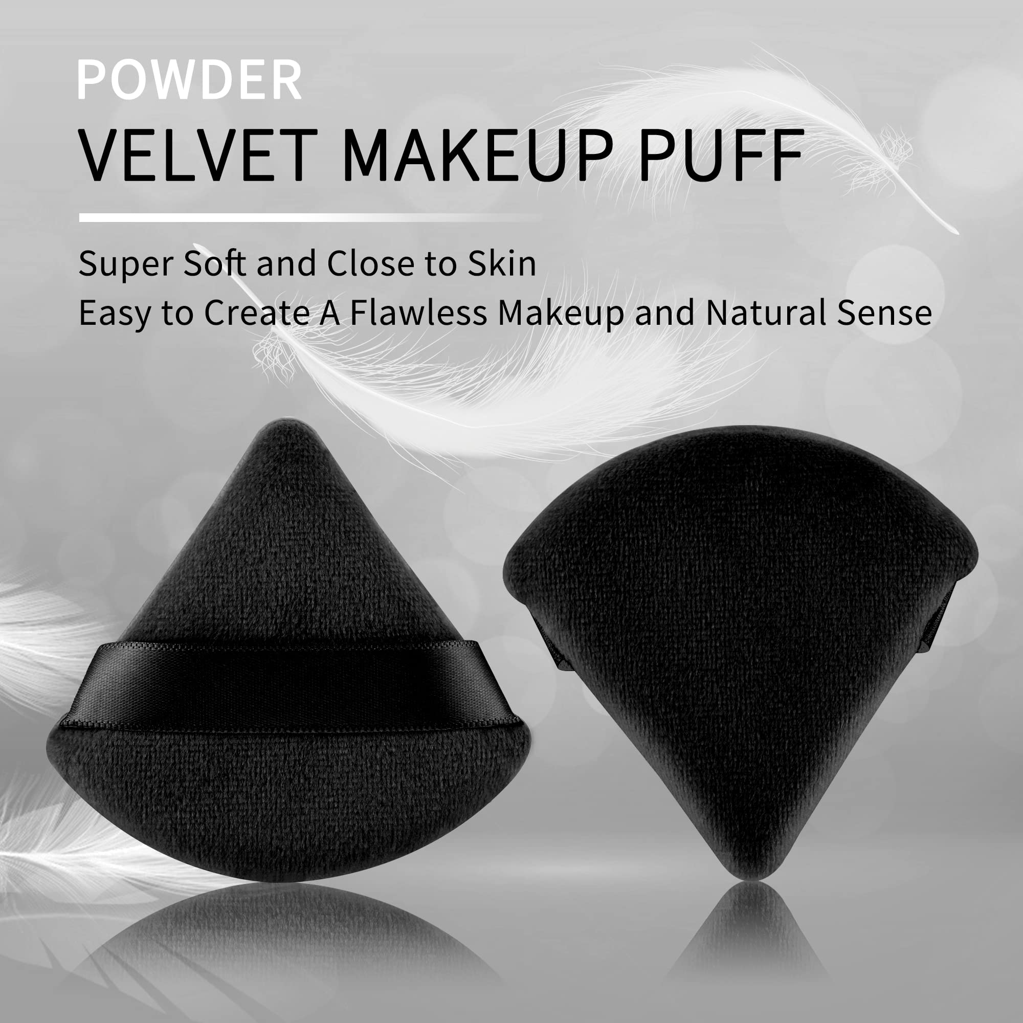 Evaouxiu triangle puff with edge precision around eyes and nose.