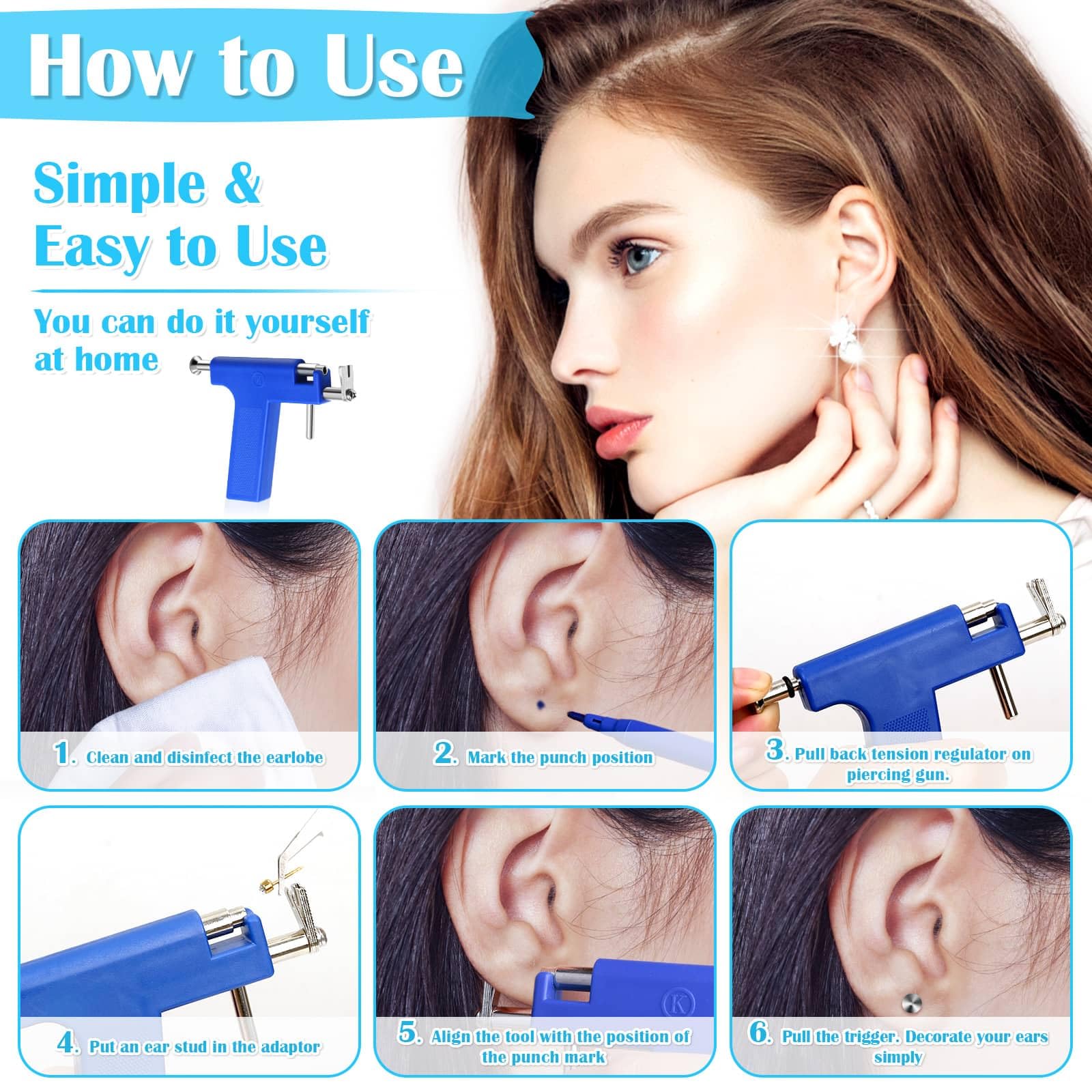 Aretes de perforación Evatage en varios tamaños y colores.