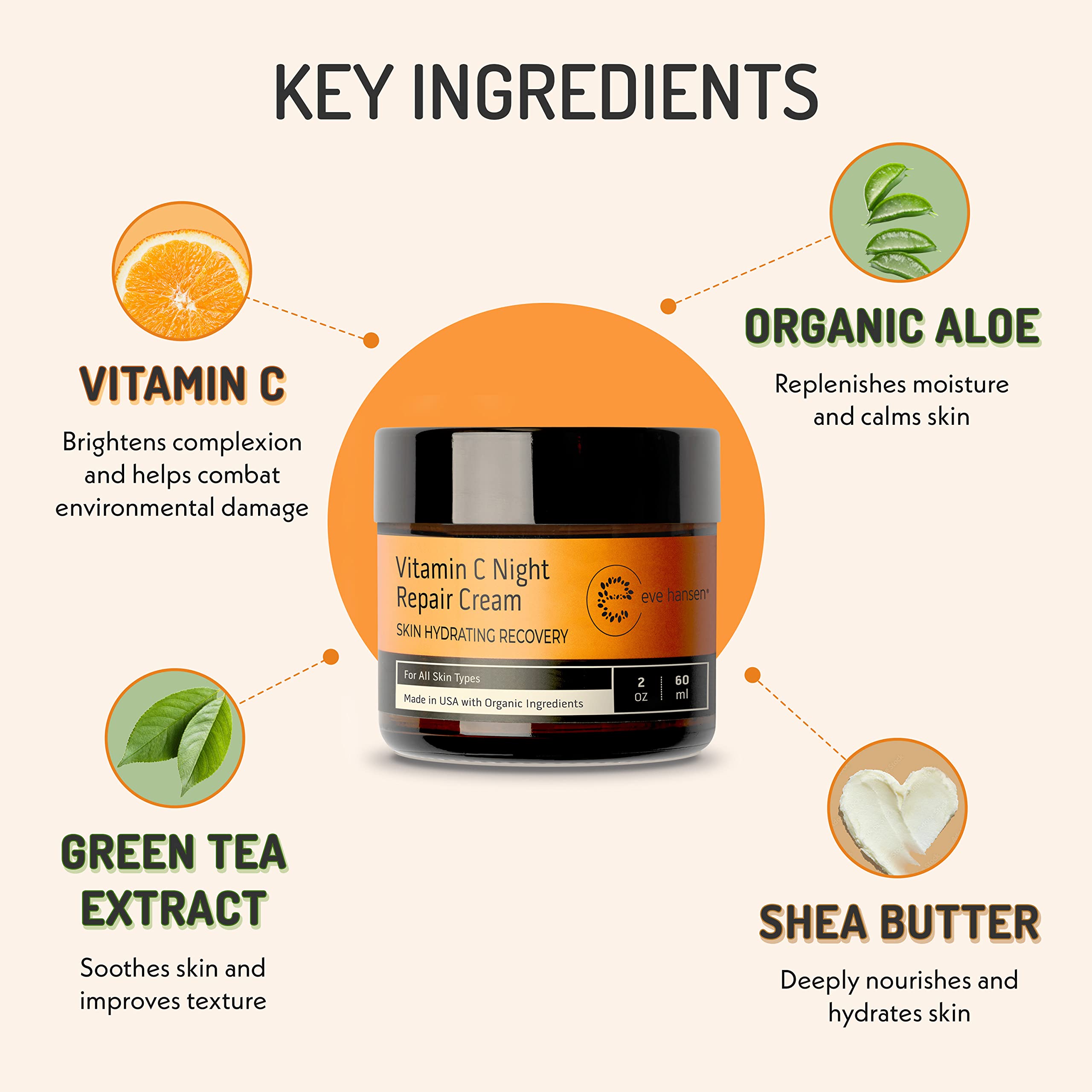 Close-up of Eve Hansen night cream texture showing light non greasy hydration
