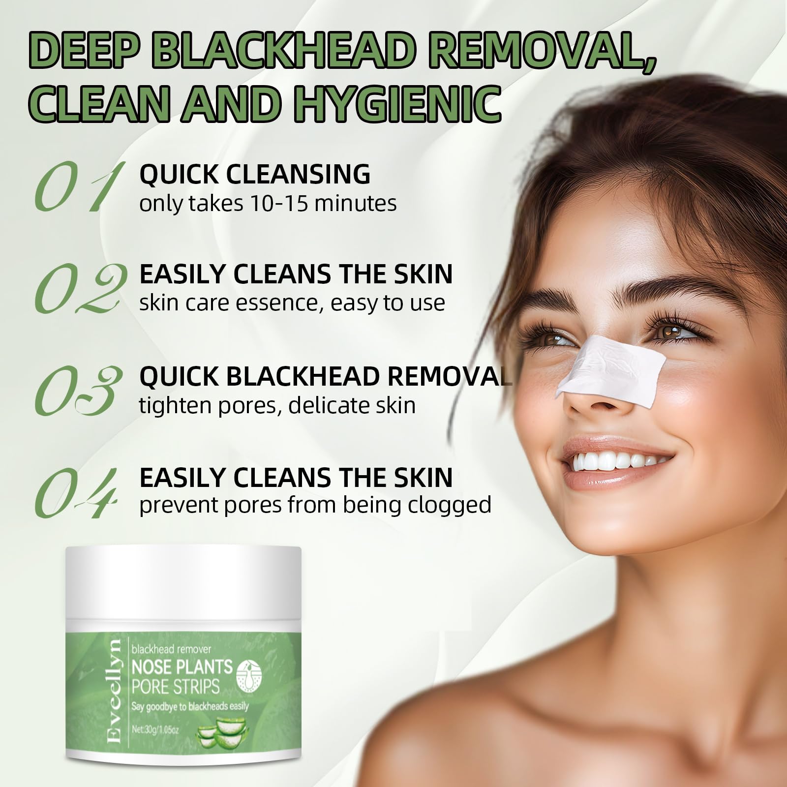 Aplicación de mascarilla Eveellyn para puntos negros, uso sencillo y cómodo.