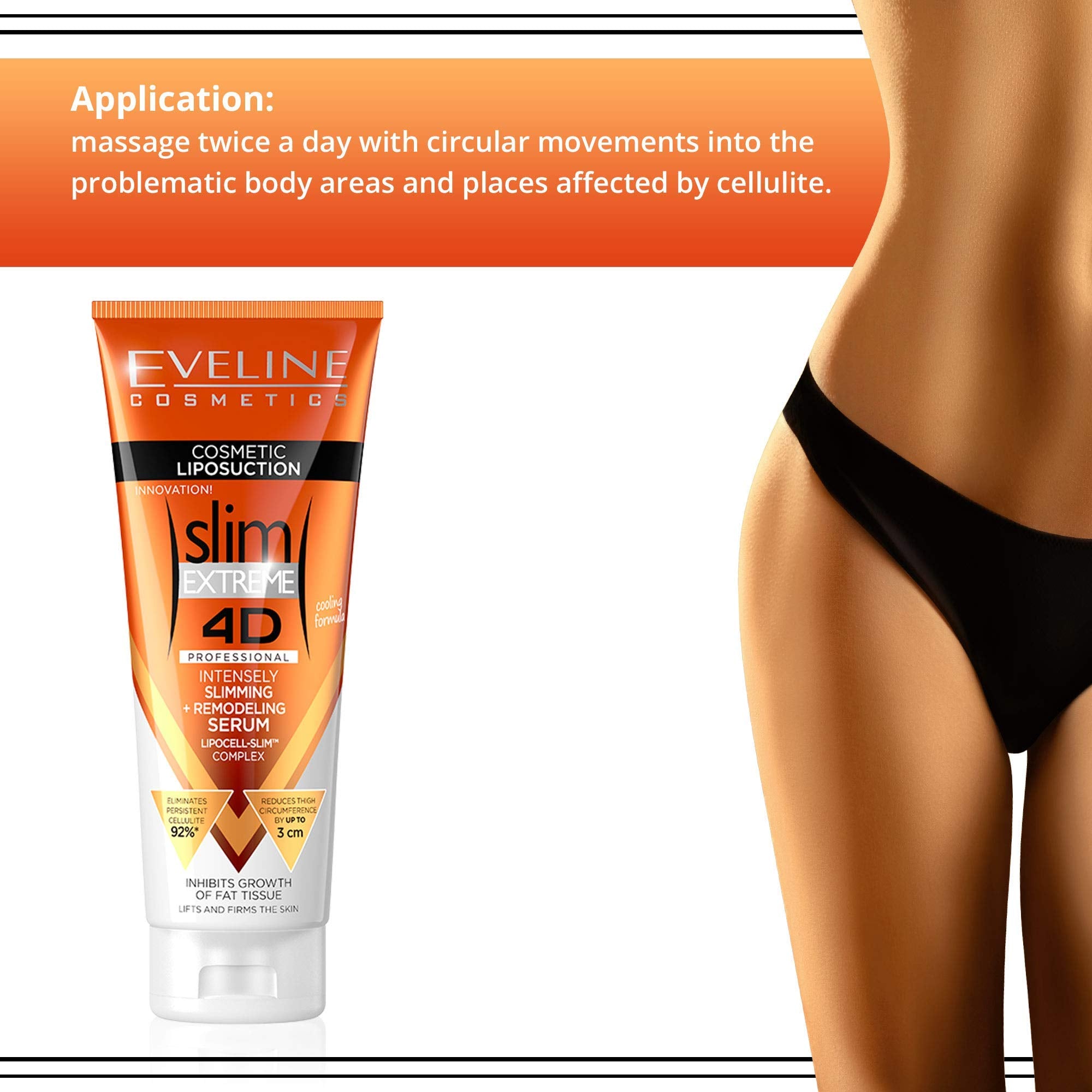 Before-and-after style layout hints at smoother skin potential.