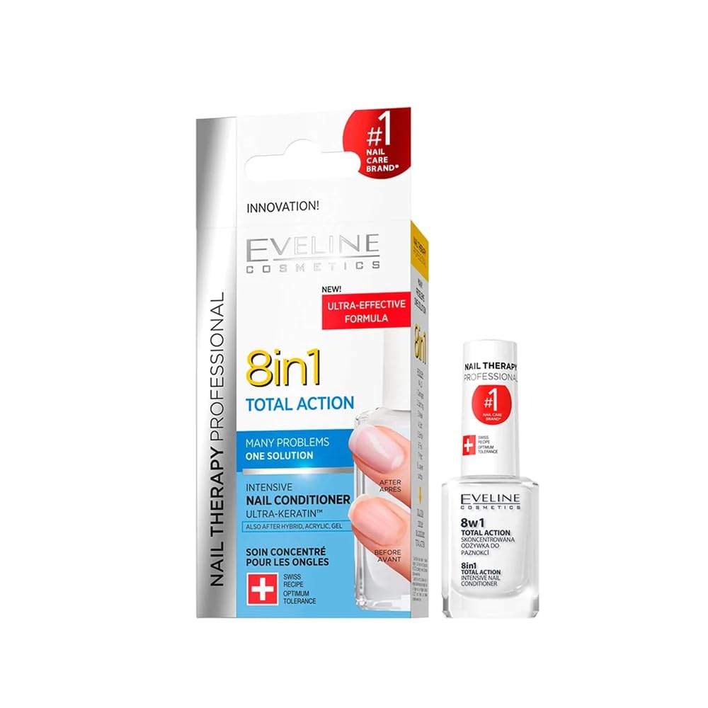 Eveline Total Action 8 in 1 bottle for intensive nail treatment and smoother nails