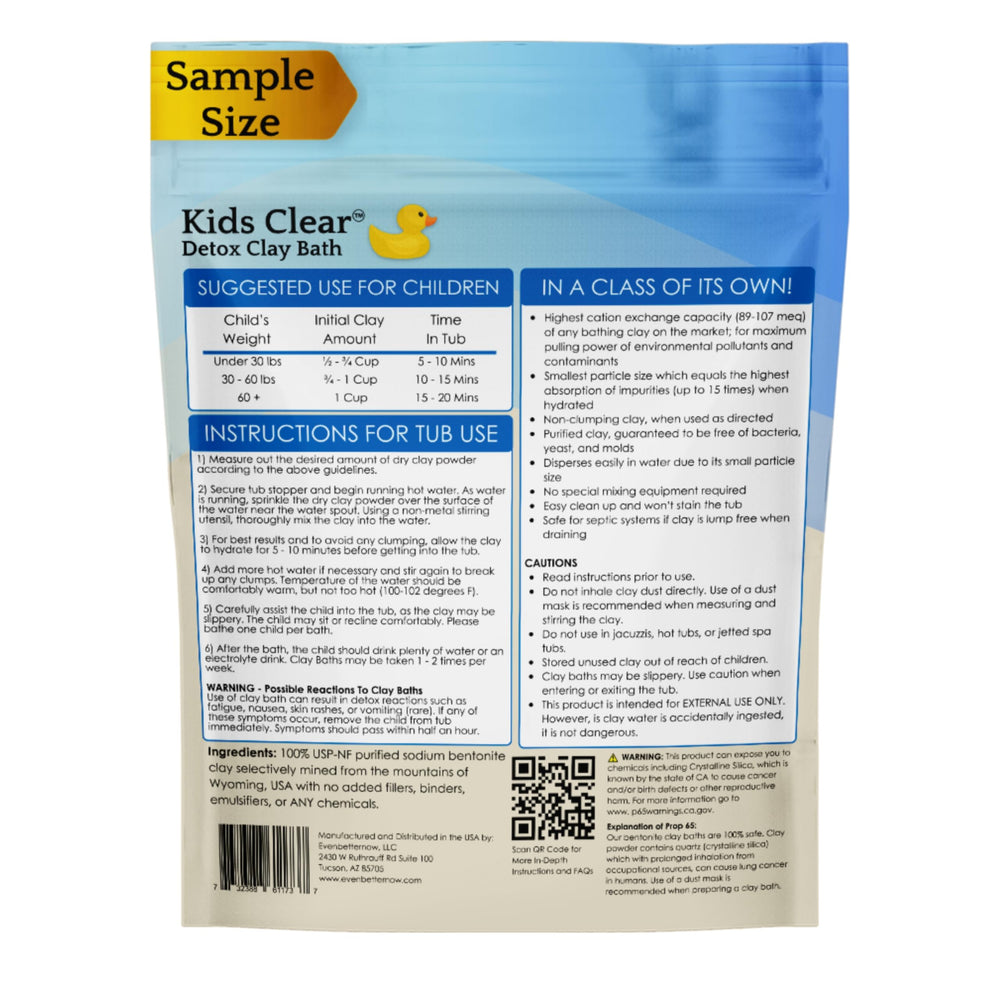 EvenbetterNow Kids Clear Detox Bath uso en piel sensible y baño cómodo.