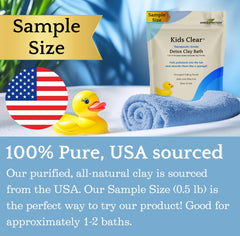 EvenbetterNow Kids Clear Detox Bath textura de polvo puro en agua.