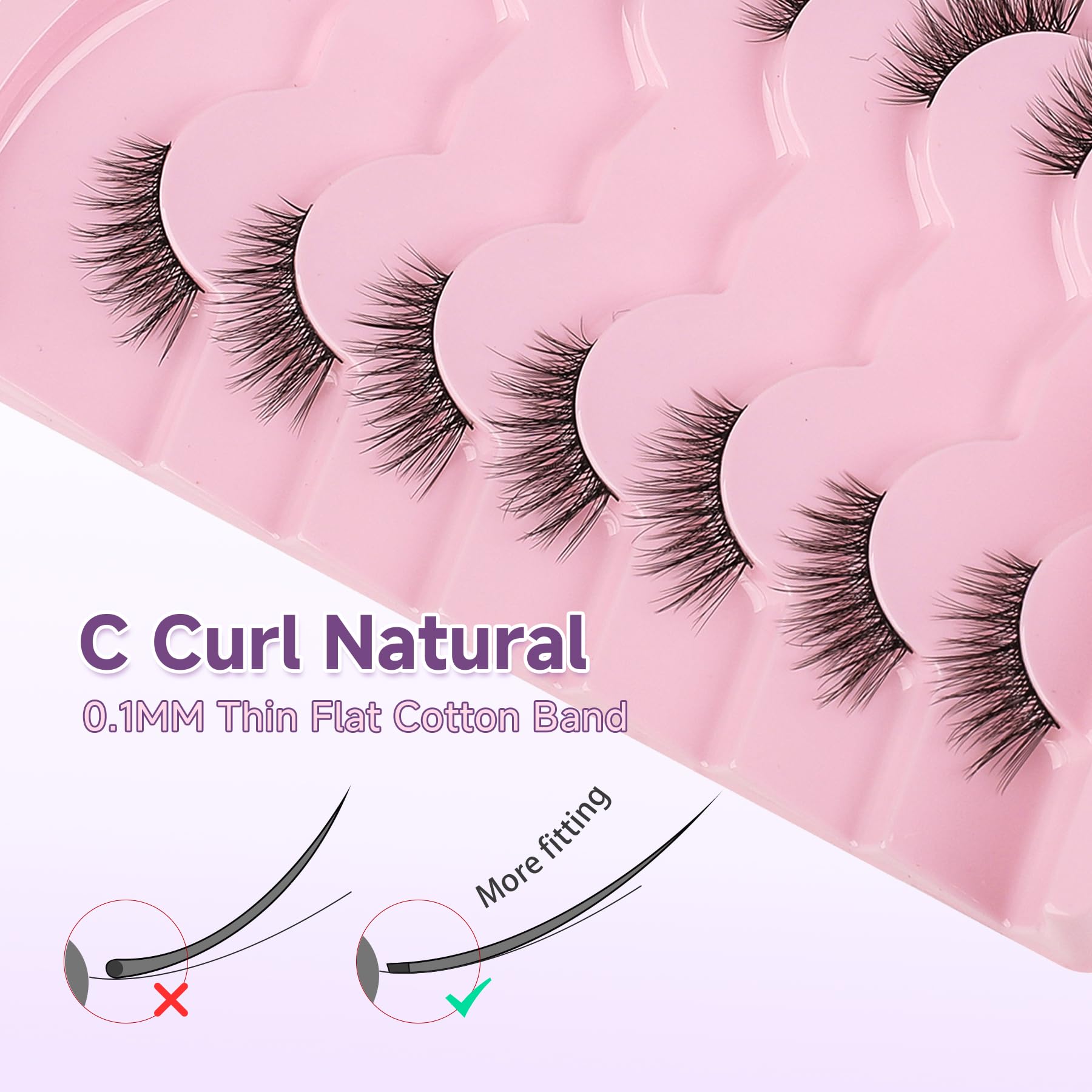 Eventill 0.1mm thin band lashes blend with lashes for glasses-friendly wear.