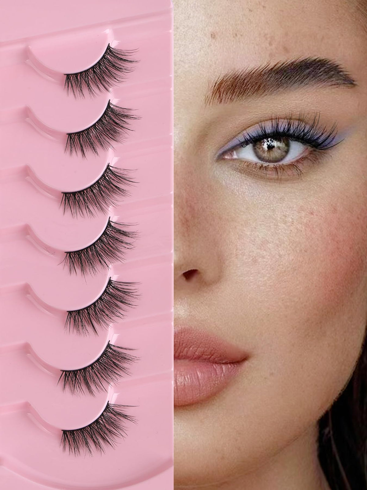 Eventill Half Eyelashes Cat Eye 14mm wispy strands for lifted, natural-looking eyes.