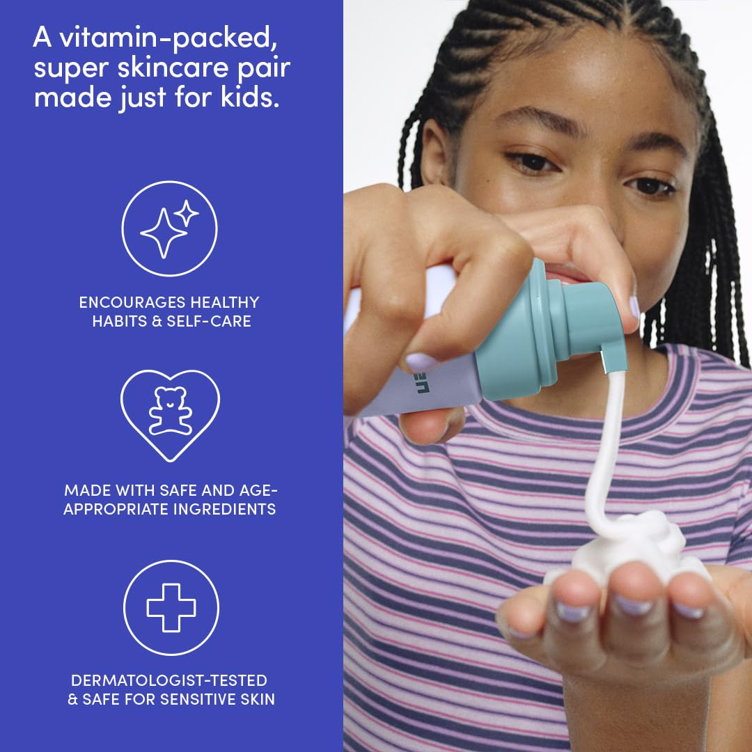 Evereden fragrance-free kids happy face duo application on skin demonstrates easy daily use.