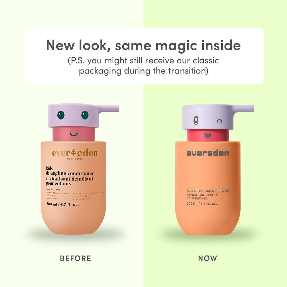Evereden Kids Conditioner bottle showing 2-in-1 leave-in and rinse use.