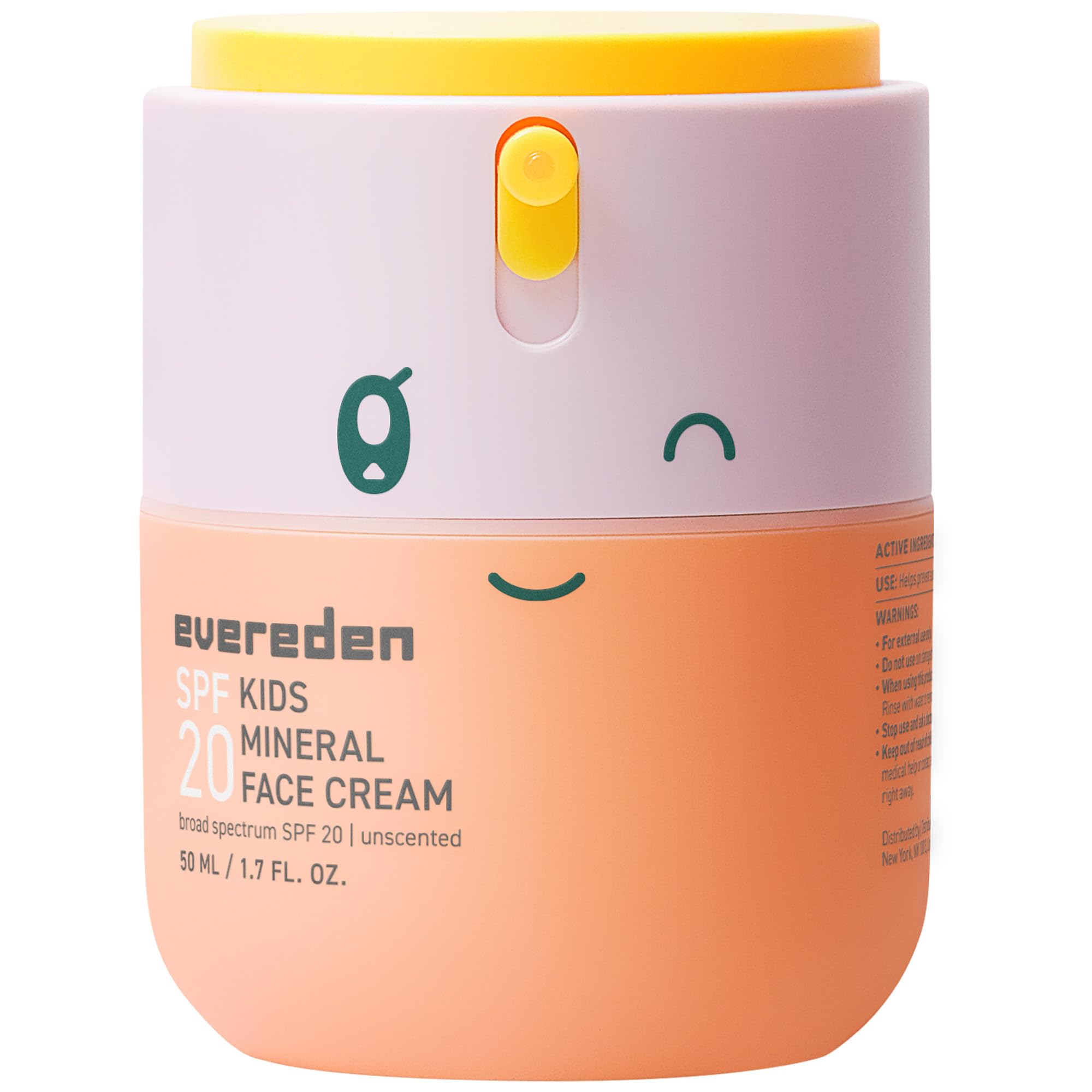 Evereden Kids Face Cream bottle with mineral formula for daily protection.