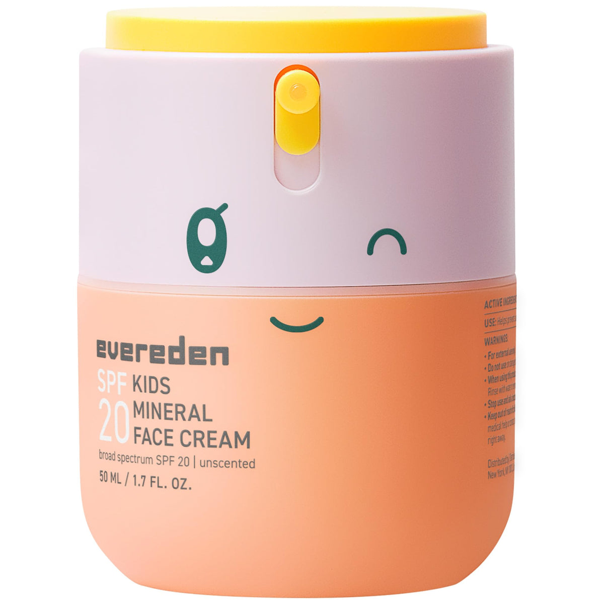 Evereden Kids Face Cream bottle with mineral formula for daily protection.